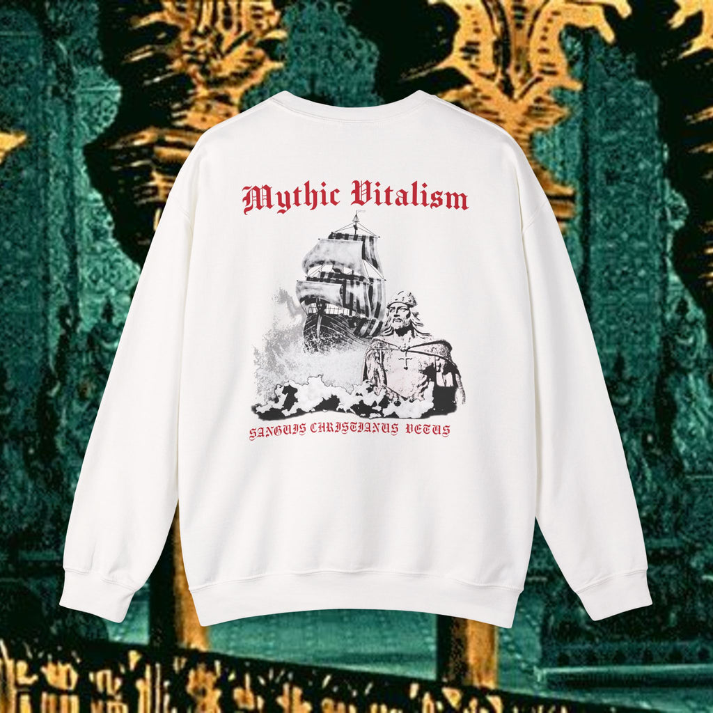 Mythic Vitalism, Sanguis Christianus Vetus Exploration and Adventure Inspired Crewneck Sweatshirt – Back Version