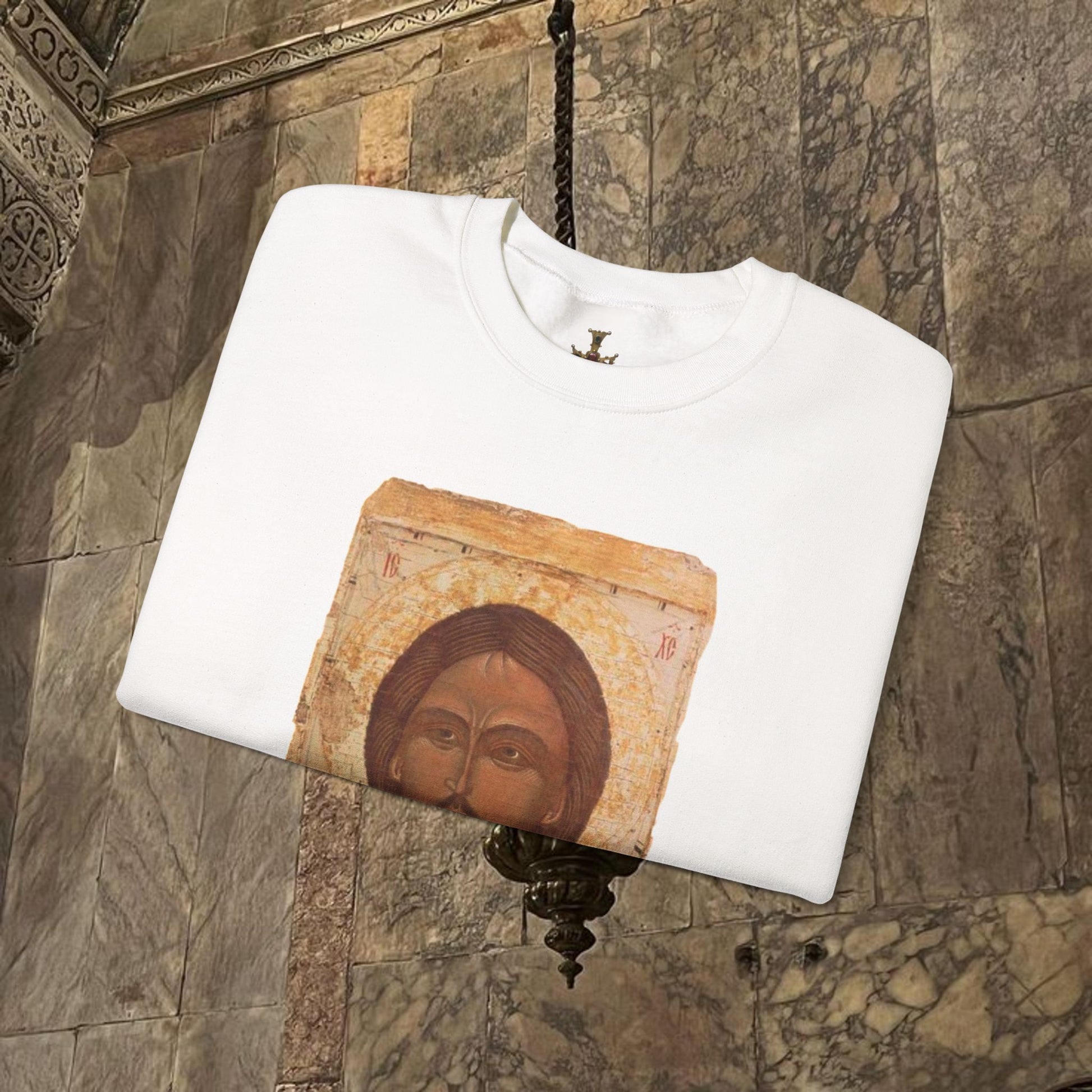 Byzantine Icon Art Sweatshirt - Manuscript Design