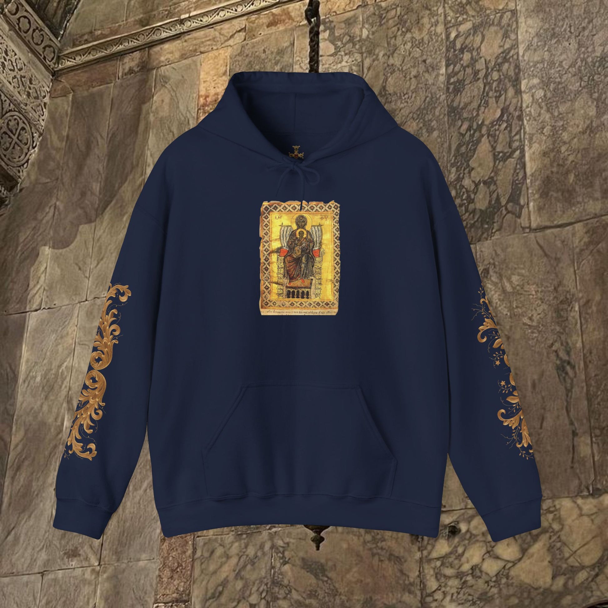 Byzantine Manuscript Art Hoodie - Orthodox Icon Design