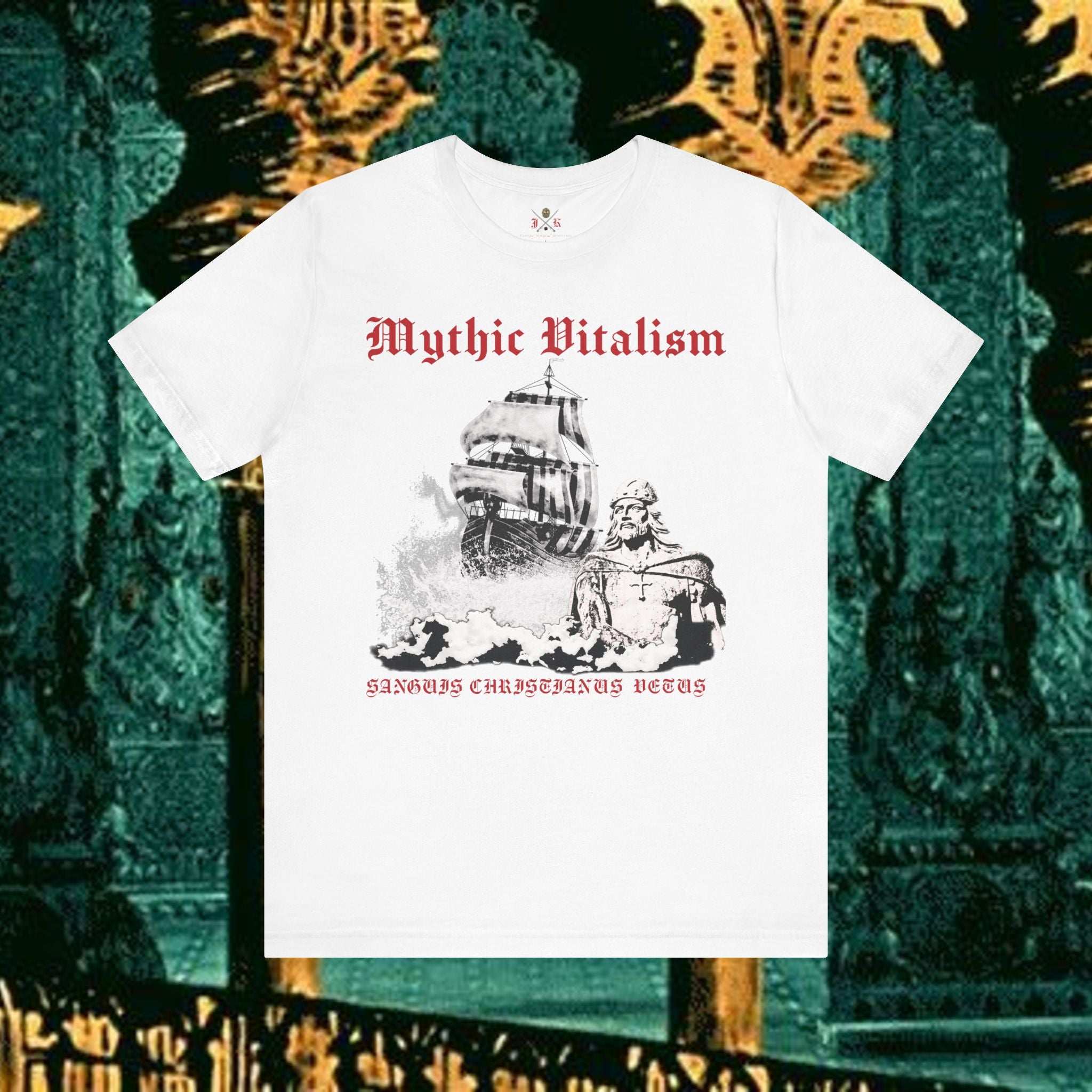 Mythic Vitalism, Sanguis Christianus Vetus Exploration and Adventure Inspired Graphic T Shirt Front Version