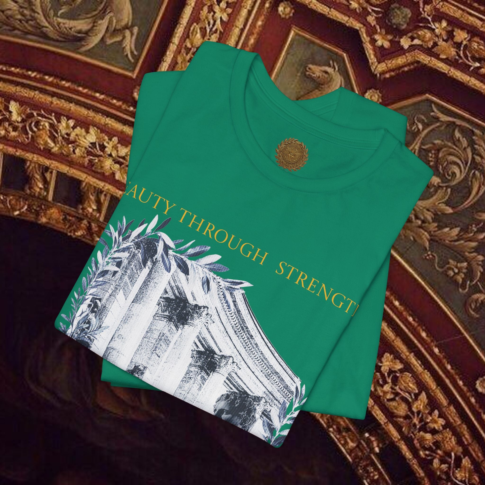 Beauty Through Strength Classically-Inspired Cotton Graphic T-Shirt