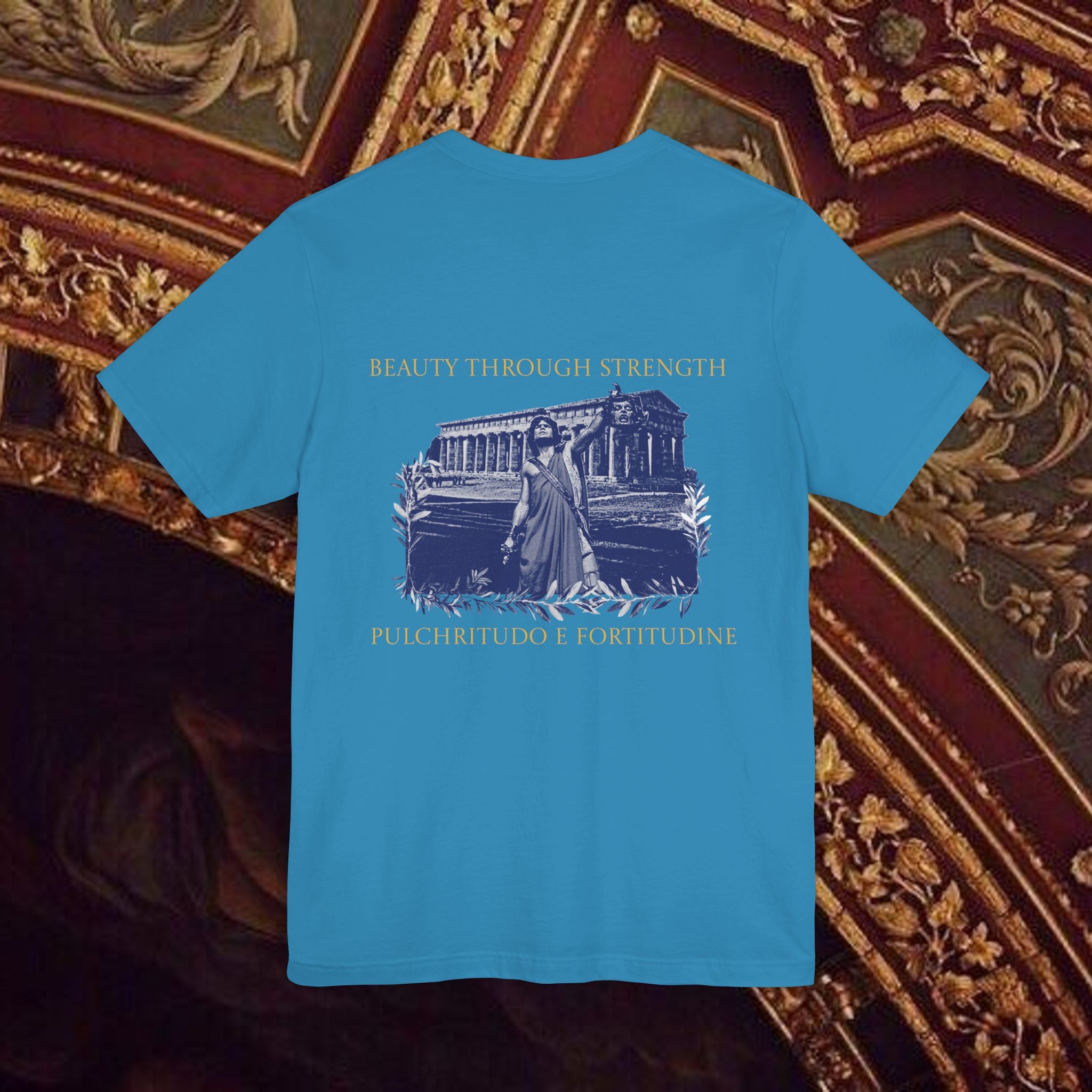 Title: The Hero's Victory Classically-Themed Cotton Graphic T Shirt Back Version