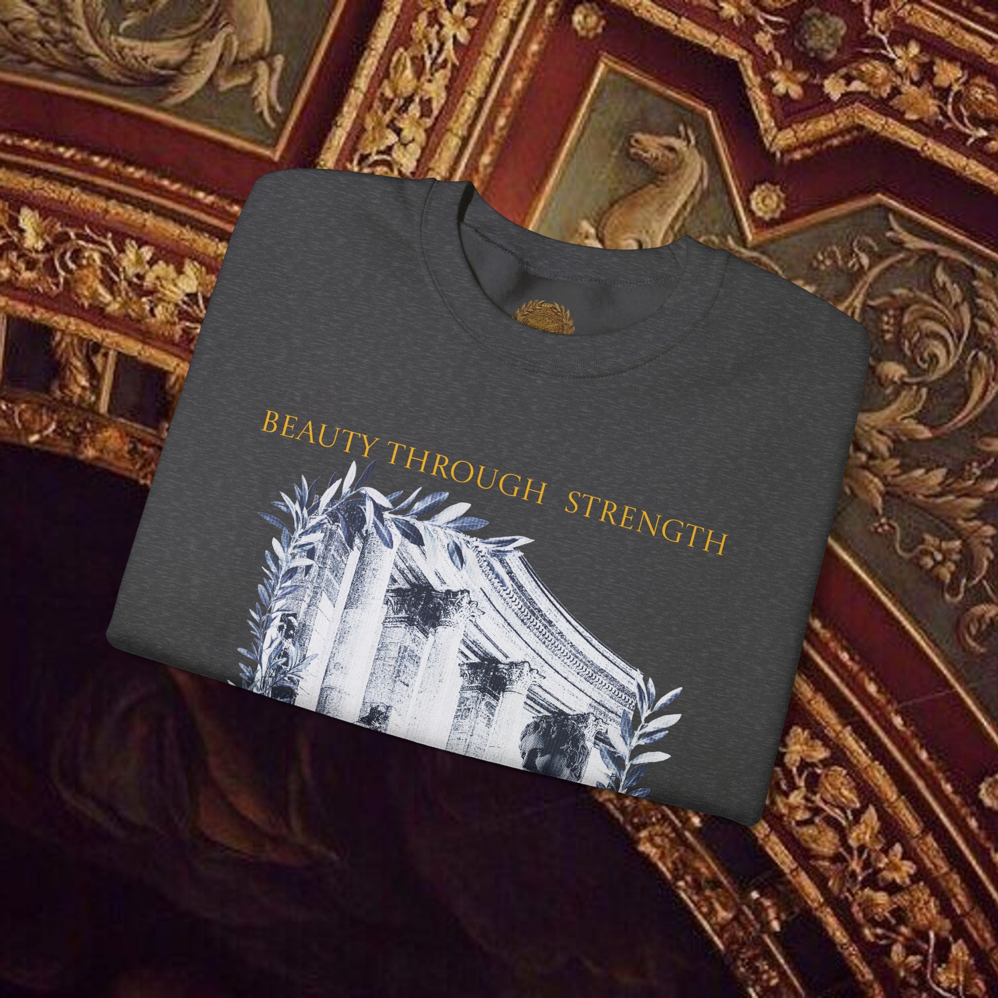 Beauty Through Strength Classically-Inspired Cotton Graphic Sweatshirt