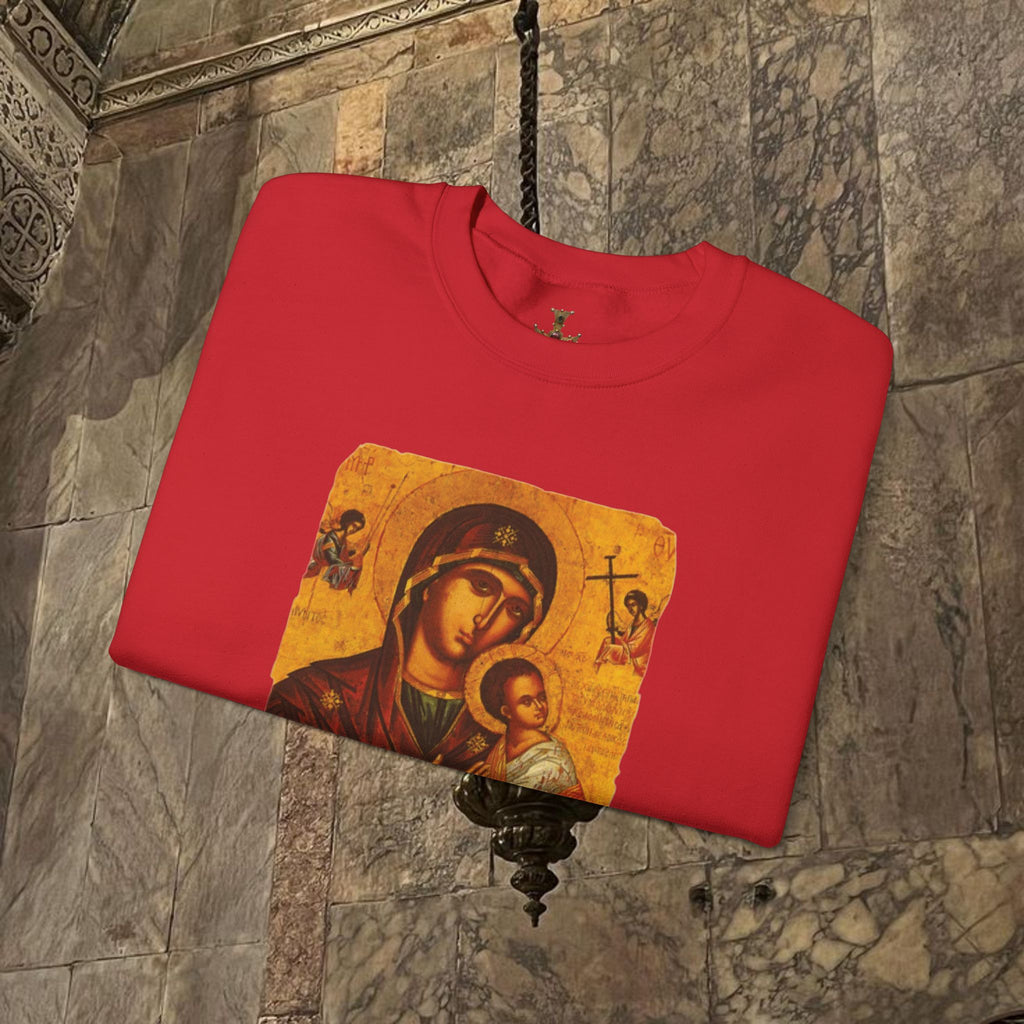 Byzantine Icon Art Sweatshirt -  Mother and Child Design