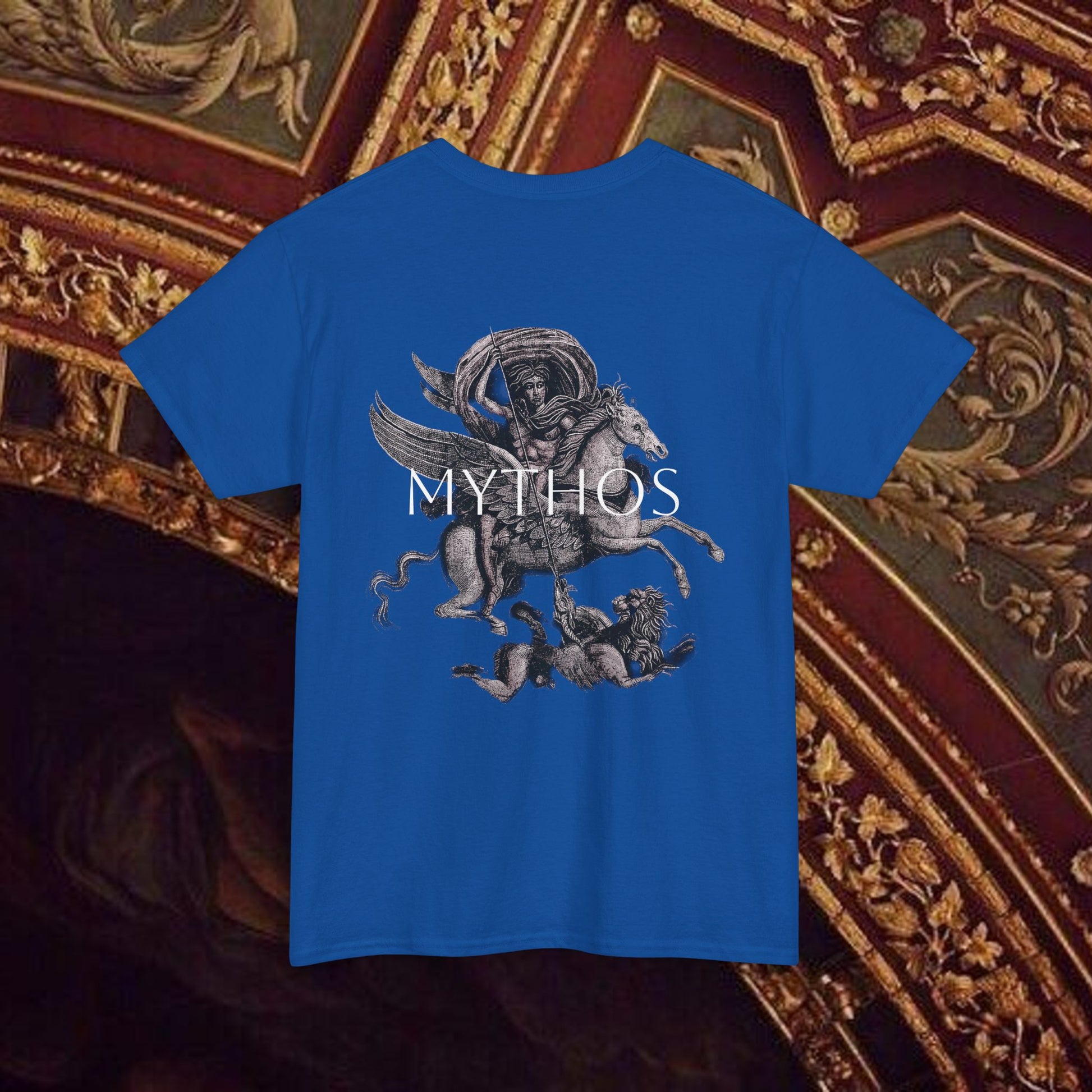 Warrior's Mythos Unisex Tee, Graphic Tee, Mythological Style Shirt Back Version