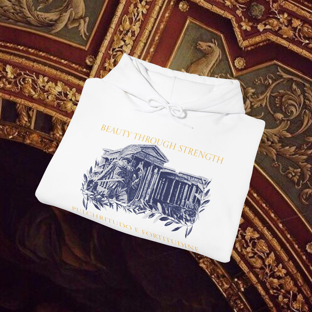 Guardian of the Temple Classically- Inspired Cotton Graphic Hoodie