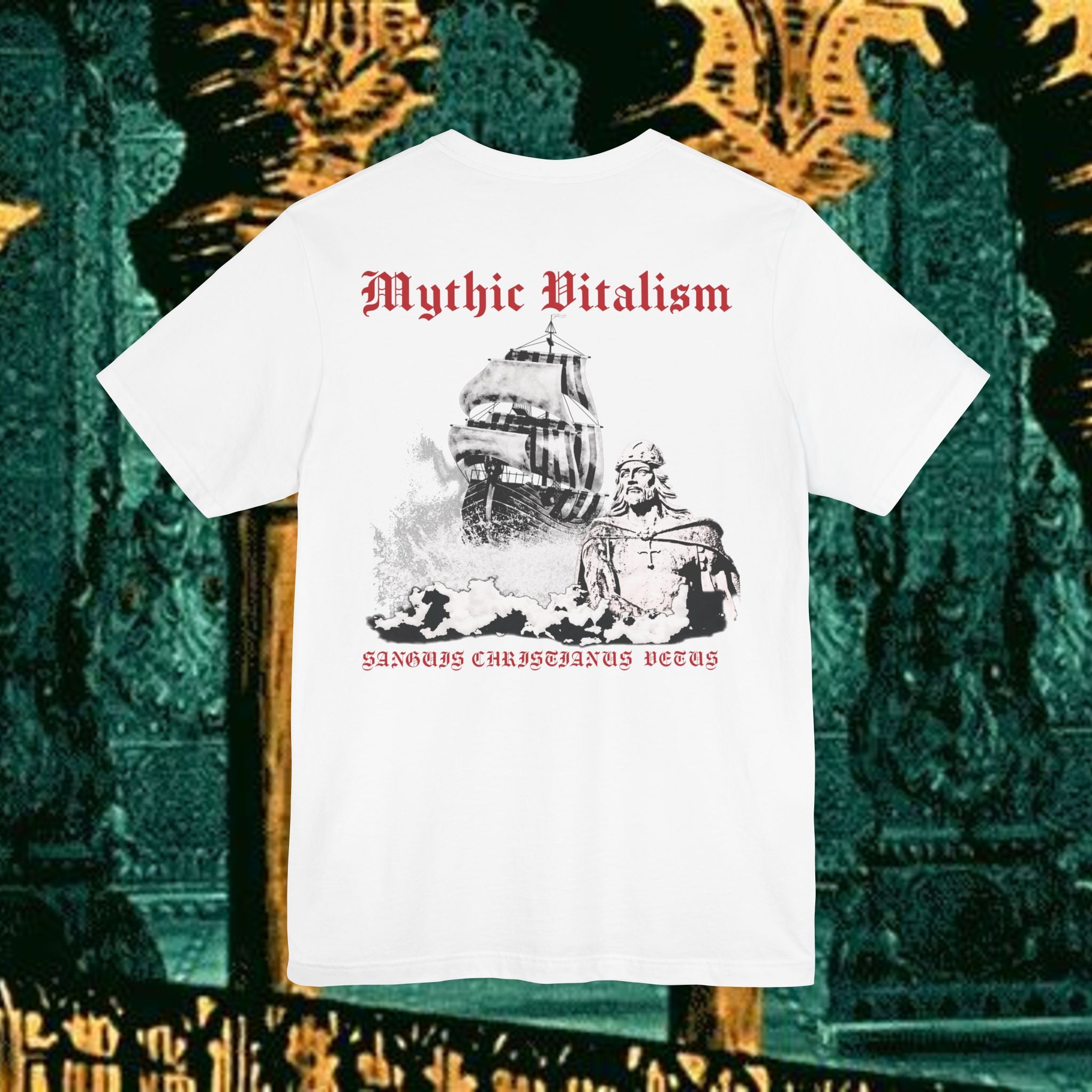 Mythic Vitalism, Sanguis Christianus Vetus Exploration and Adventure Inspired Graphic T Shirt Back Version