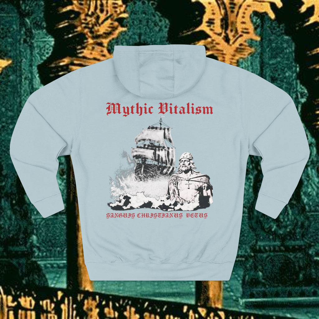 Mythic Vitalism, Sanguis Christianus Vetus Exploration and Adventure Inspired Graphic Fleece Hoodie back version