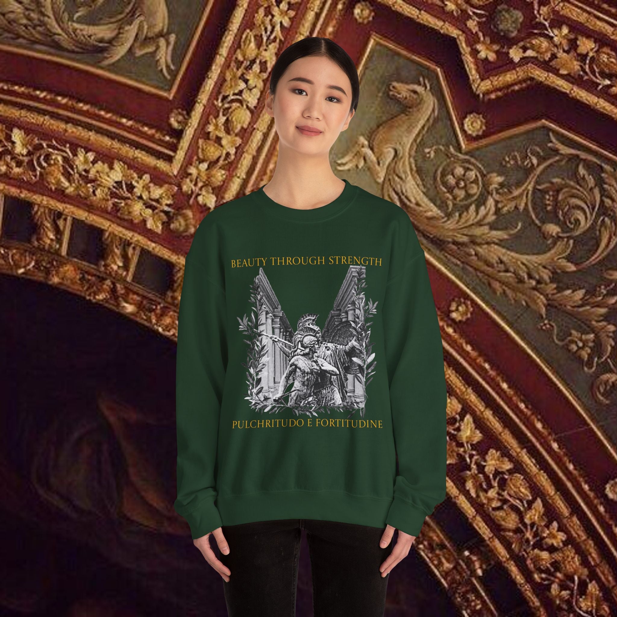 The Goddess's Protection Classically-Inspired Cotton Graphic Sweatshirt