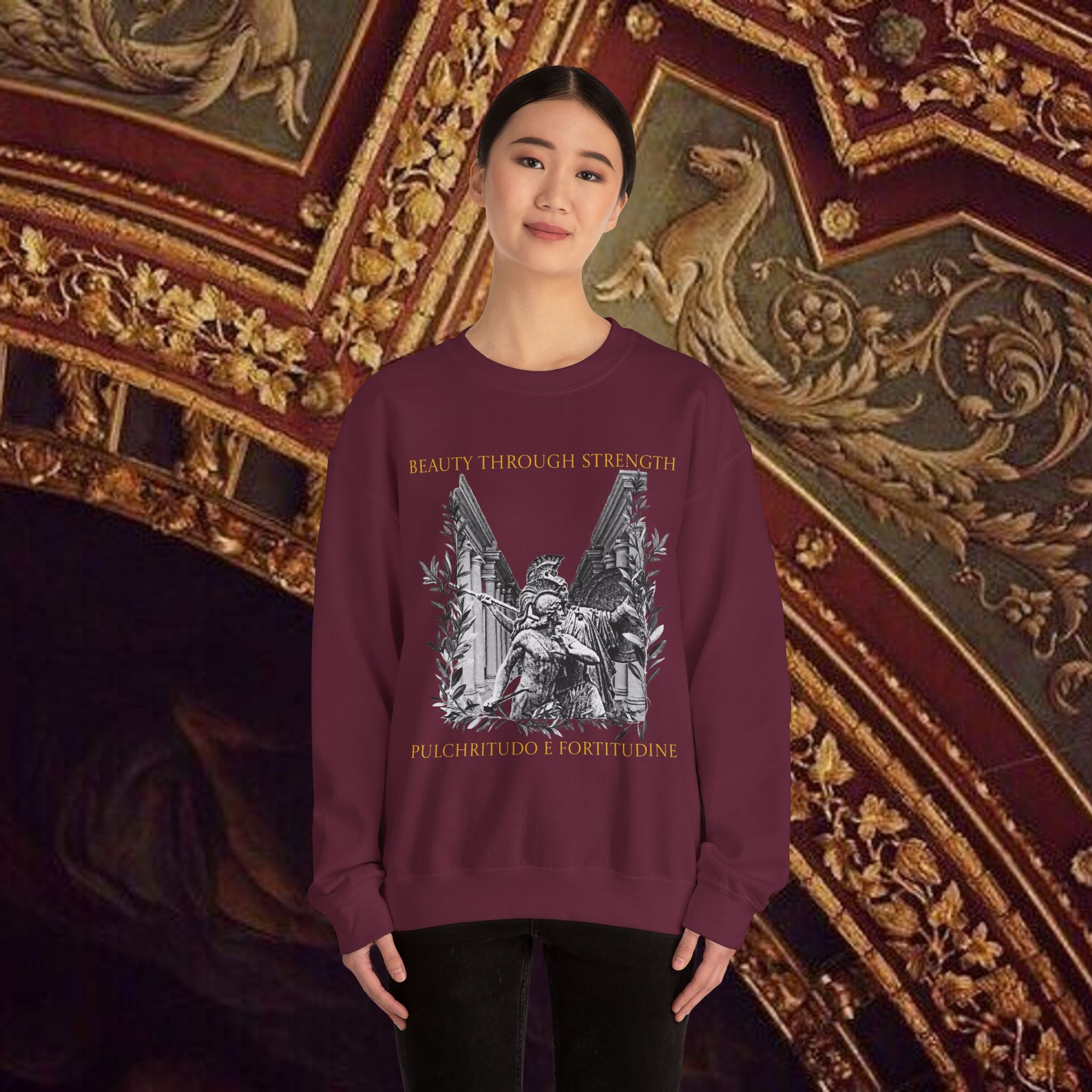 The Goddess's Protection Classically-Inspired Cotton Graphic Sweatshirt