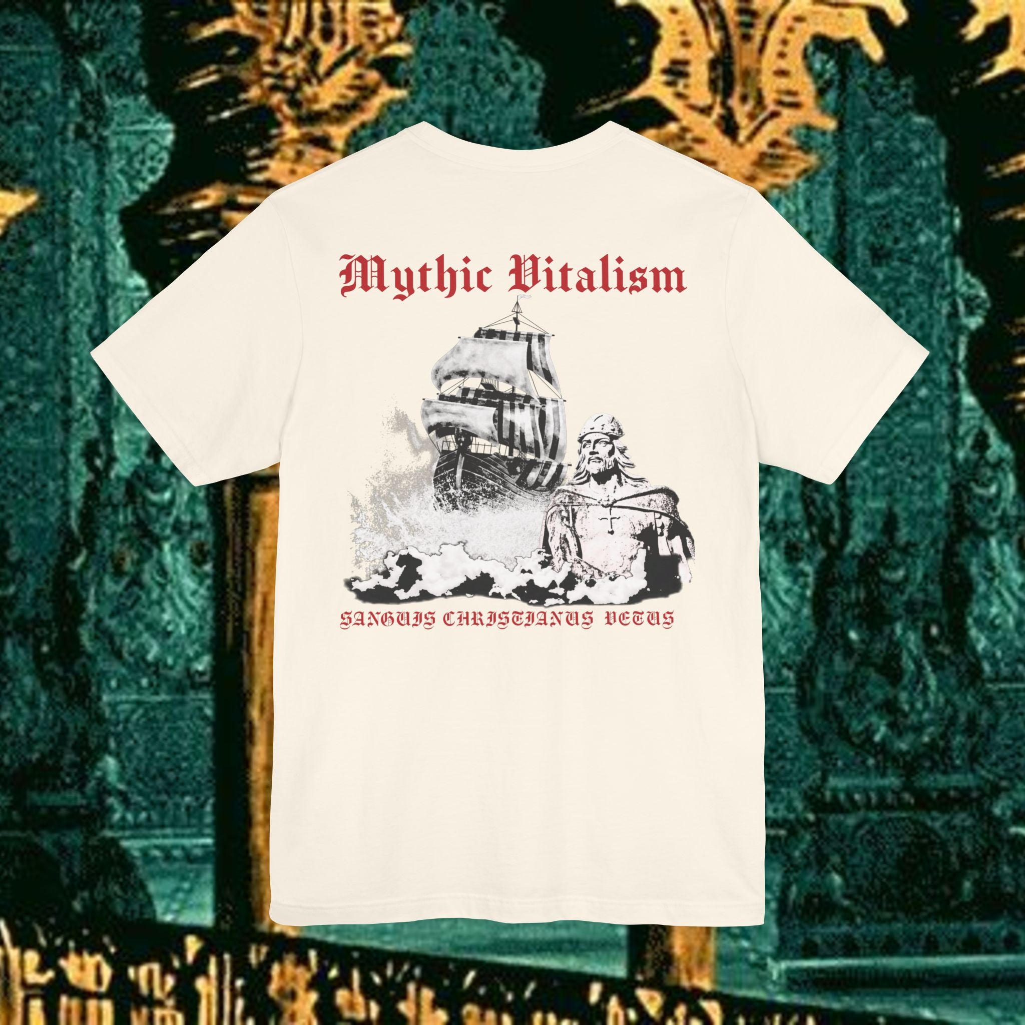 Mythic Vitalism, Sanguis Christianus Vetus Exploration and Adventure Inspired Graphic T Shirt Back Version