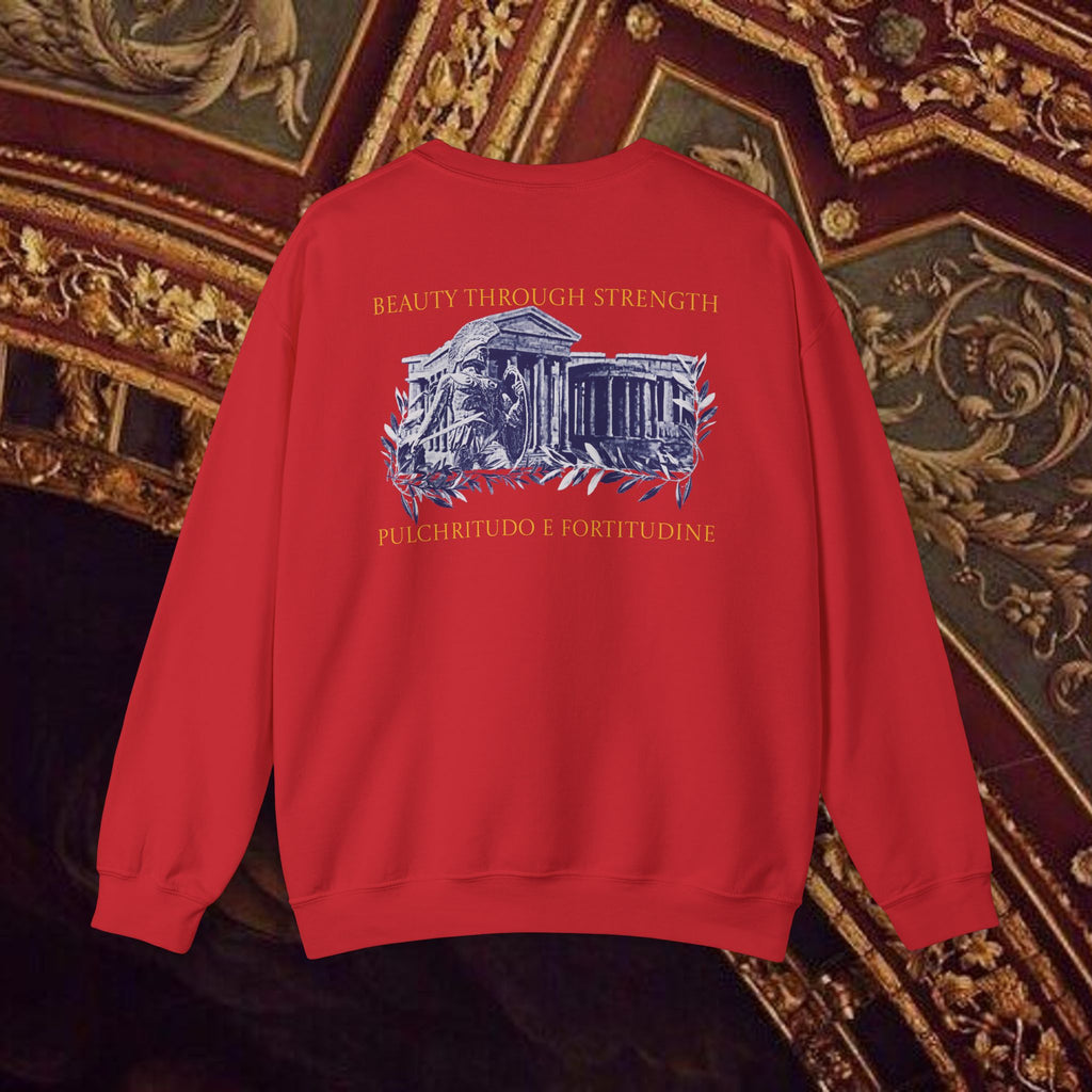 Guardian of the Temple Classically- Inspired Cotton Graphic Sweatshirt Back Version