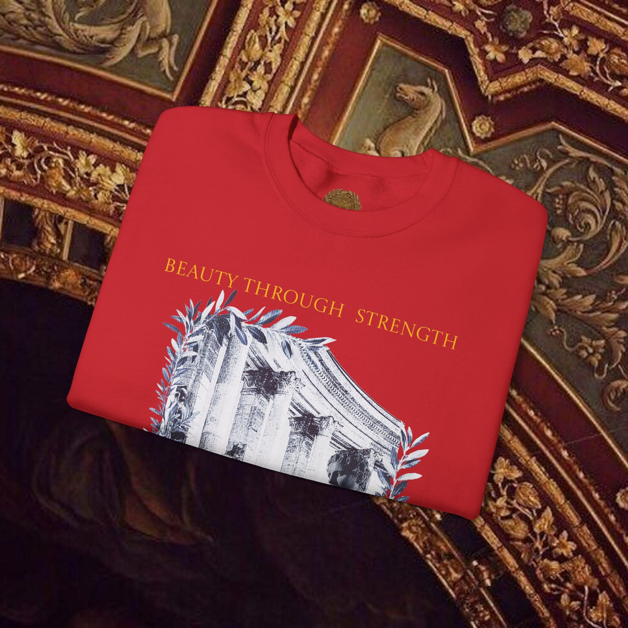 Beauty Through Strength Classically-Inspired Cotton Graphic Sweatshirt