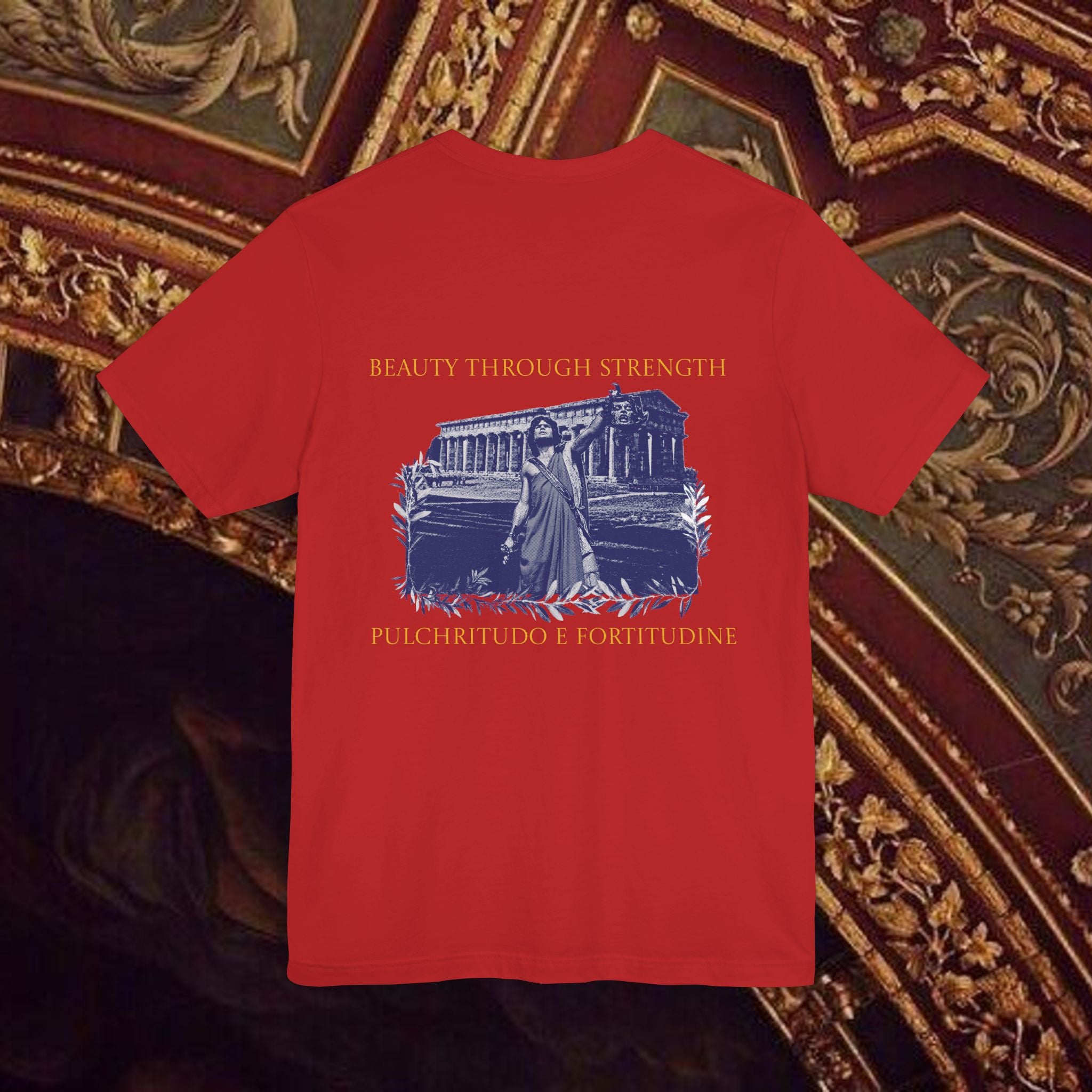 Title: The Hero's Victory Classically-Themed Cotton Graphic T Shirt Back Version