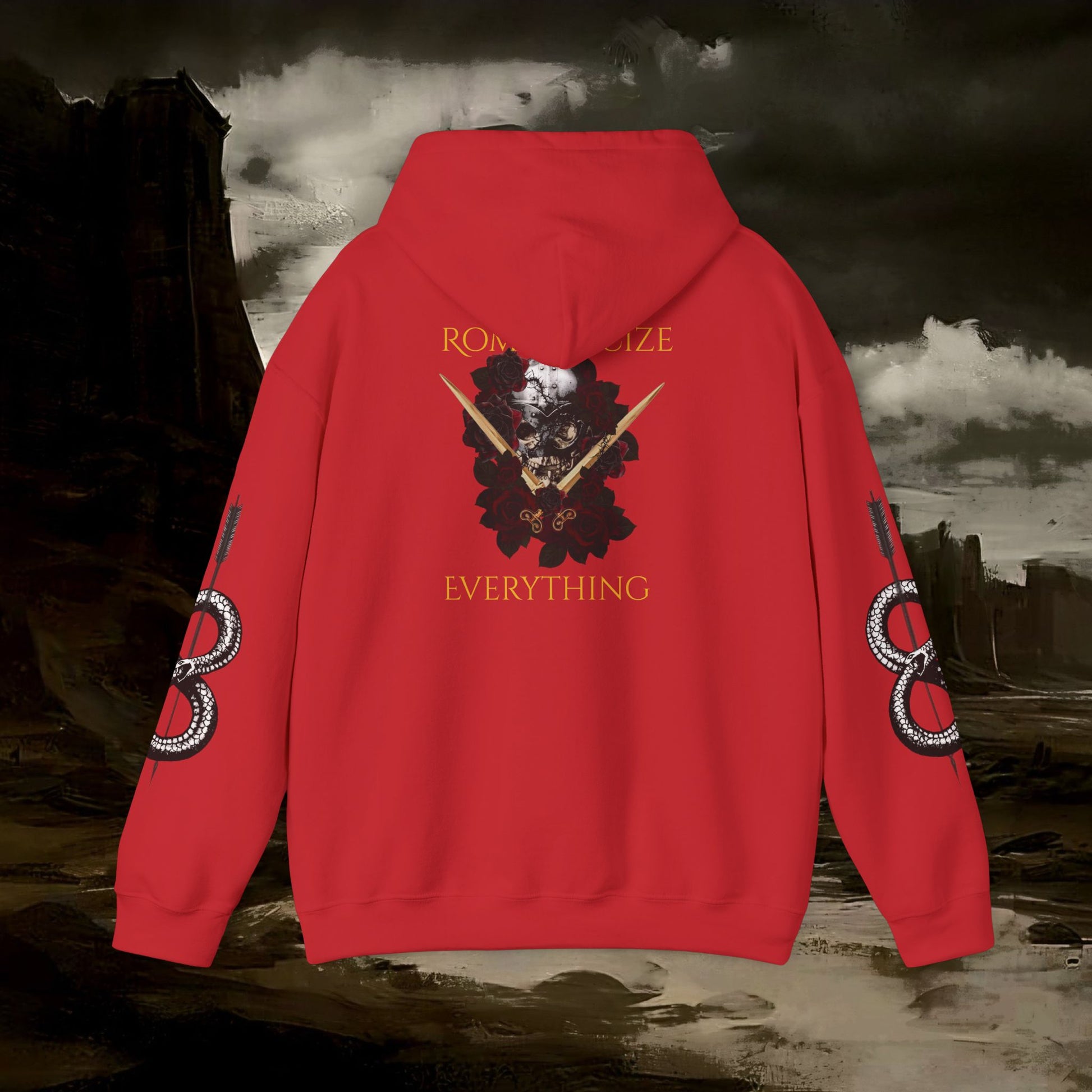 The Barbarian's Fate Medieval Dark Fantasy Inspired Graphic Hoodie back version