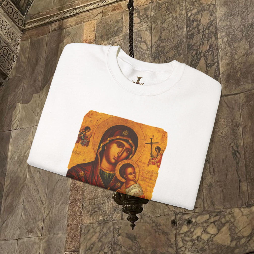 Byzantine Icon Art Sweatshirt -  Mother and Child Design