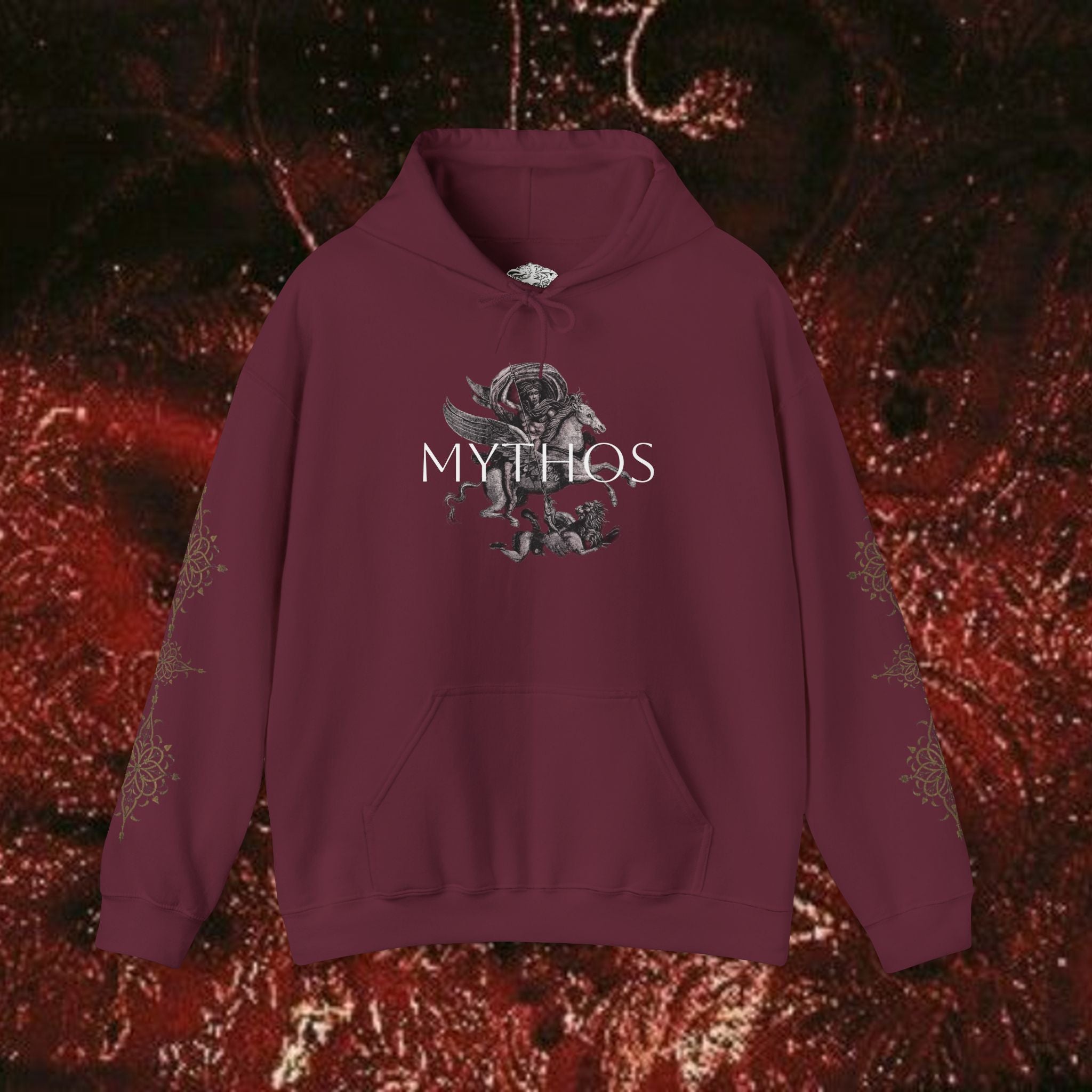 Warrior's Mythos Hooded Sweatshirt, Cozy Classically-Inspired Hoodie