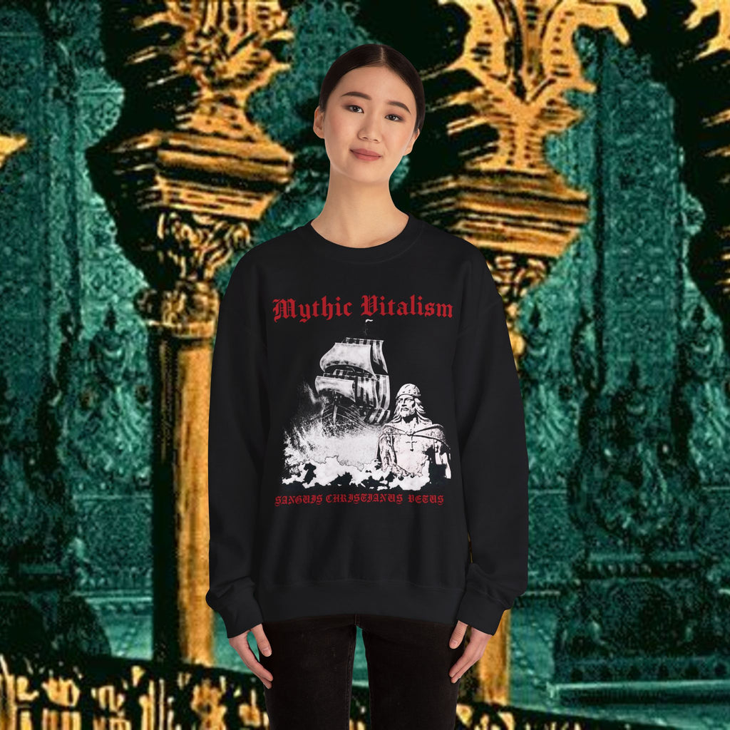 Mythic Vitalism, Sanguis Christianus Vetus  Exploration and Adventure Inspired Crewneck Sweatshirt