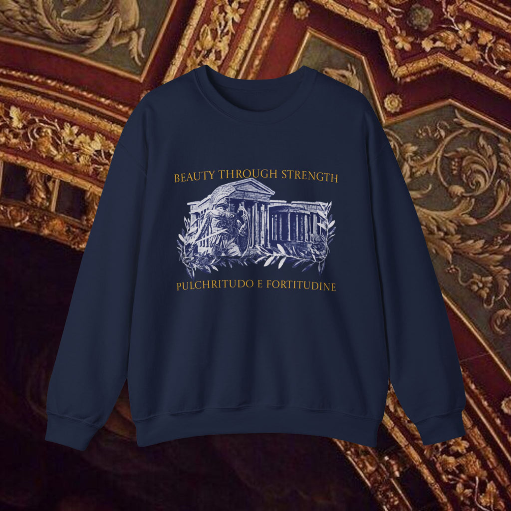 Guardian of the Temple Classically- Inspired Cotton Graphic Sweatshirt