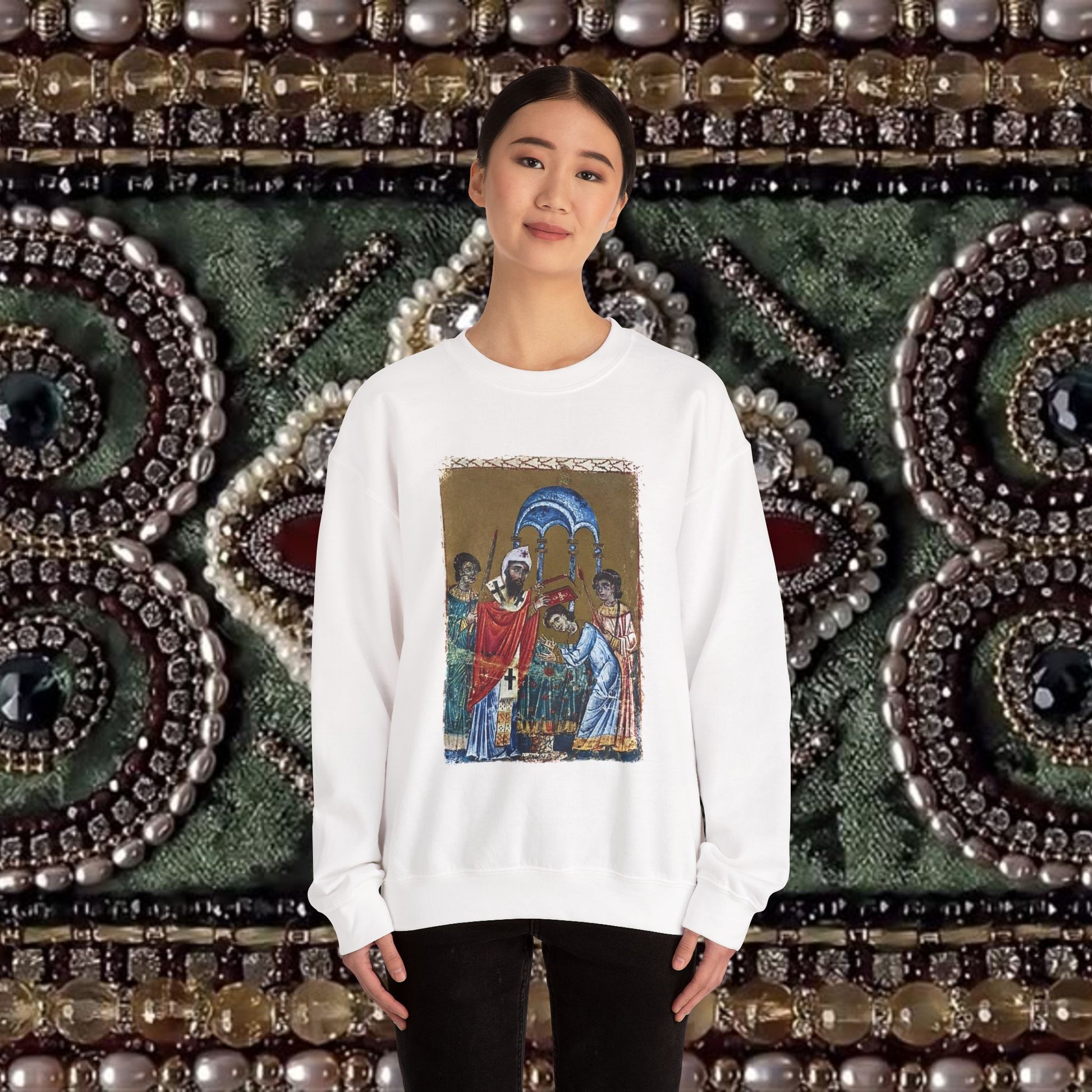 Armenian Manuscript Crewneck Graphic Sweatshirt