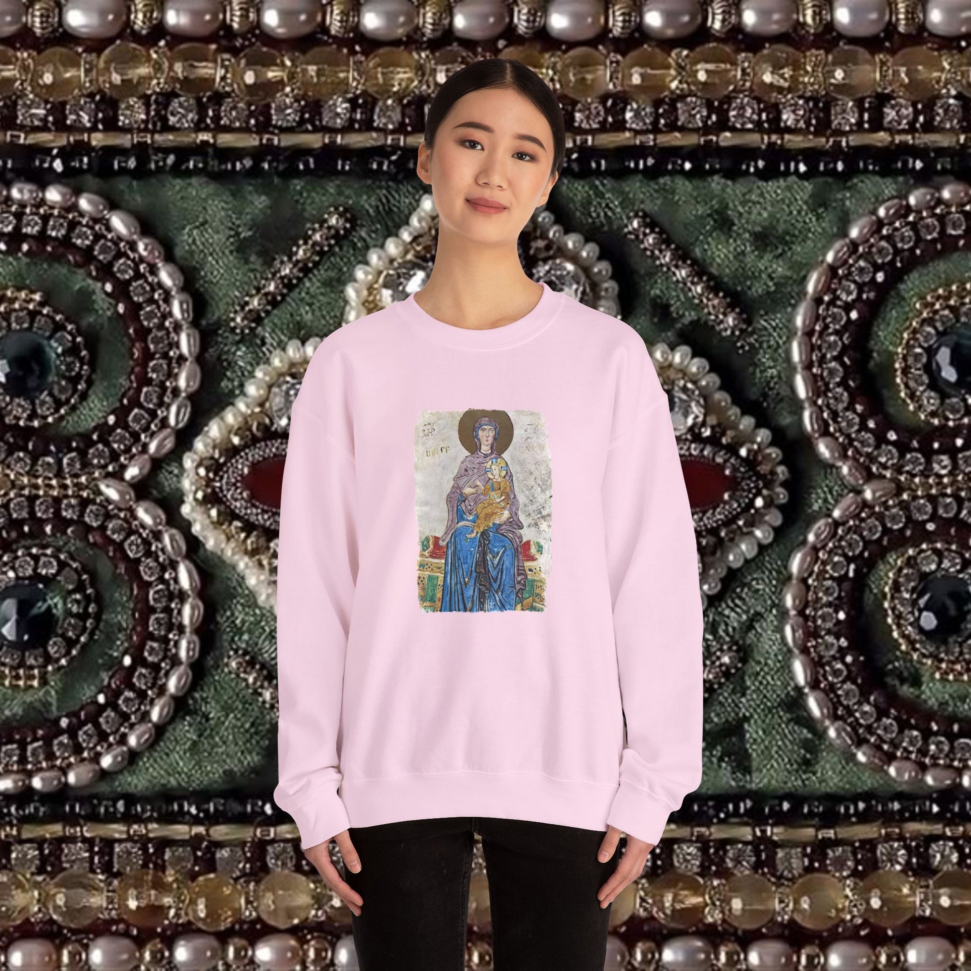 Virgin and Christ Armenian Manuscript Unisex Crewneck Sweatshirt