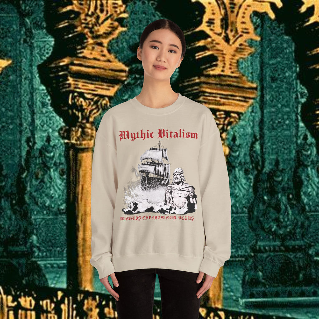 Mythic Vitalism, Sanguis Christianus Vetus  Exploration and Adventure Inspired Crewneck Sweatshirt