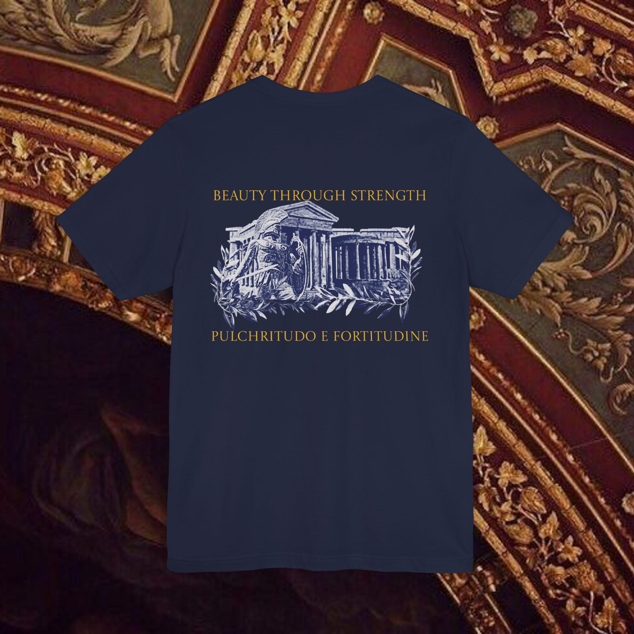 Guardian of the Temple Classically- Inspired Cotton Graphic T Shirt Back Version