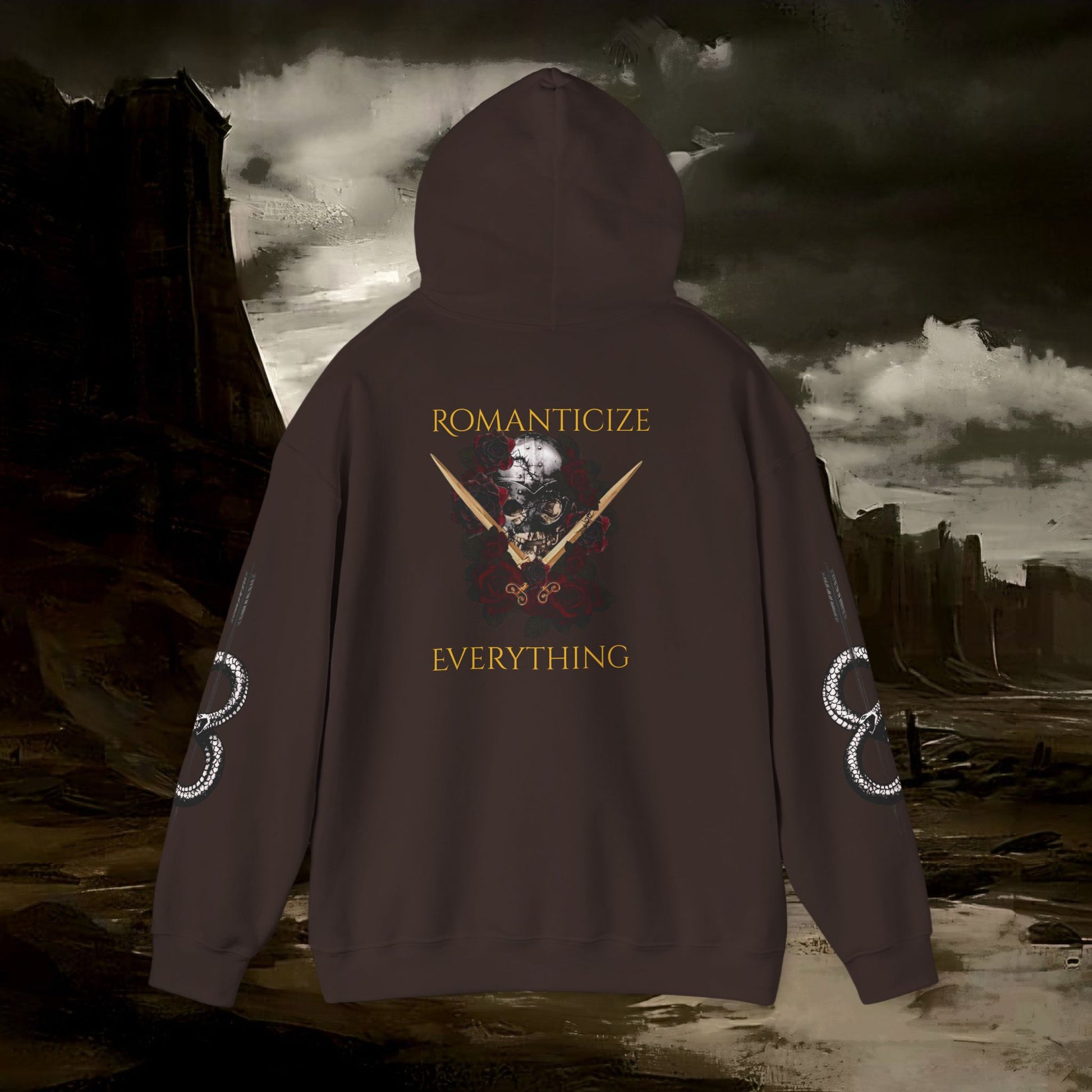 The Barbarian's Fate Medieval Dark Fantasy Inspired Graphic Hoodie back version
