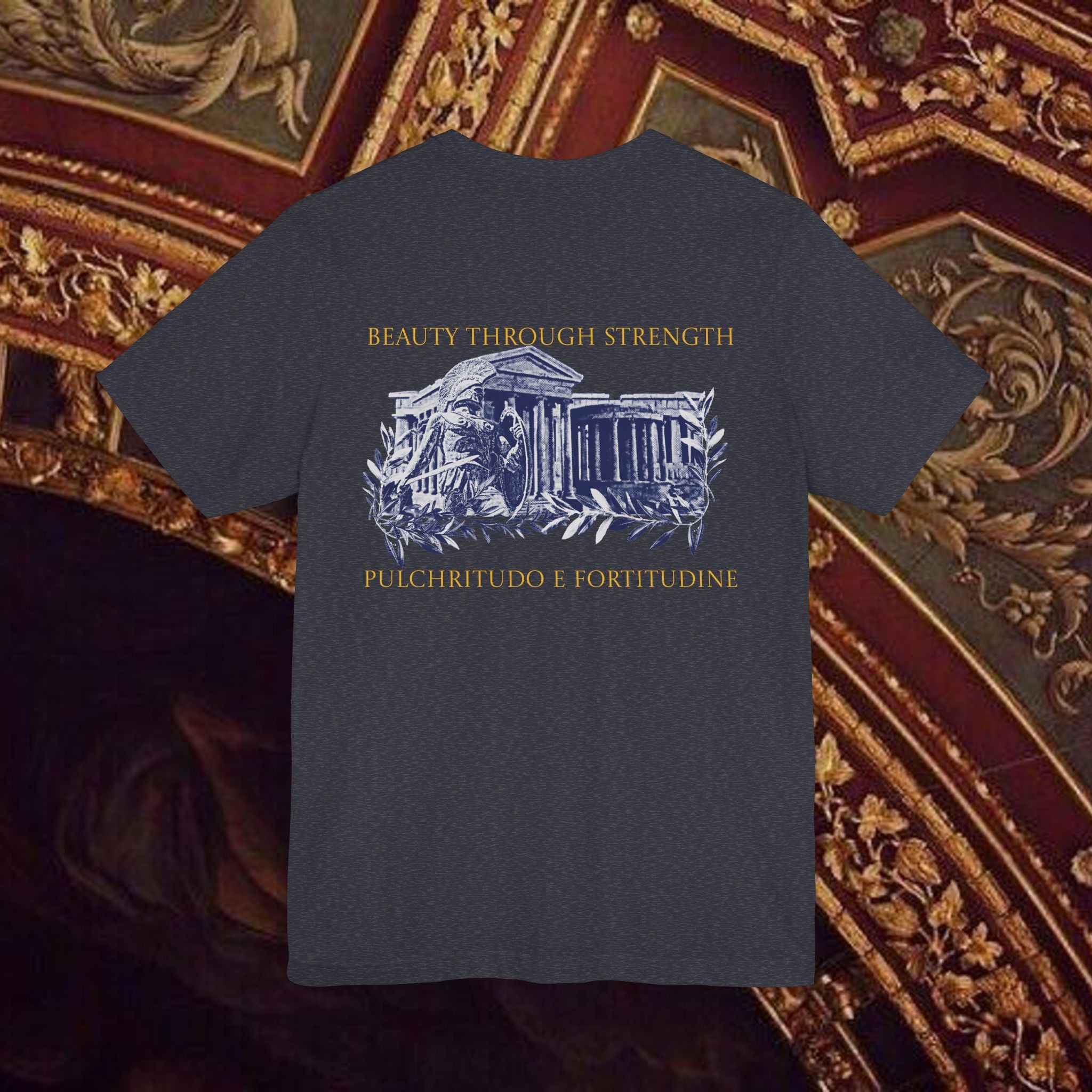 Guardian of the Temple Classically- Inspired Cotton Graphic T Shirt Back Version