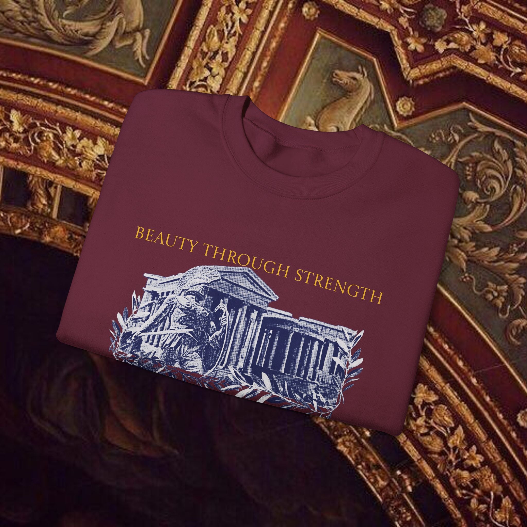 Guardian of the Temple Classically- Inspired Cotton Graphic Sweatshirt