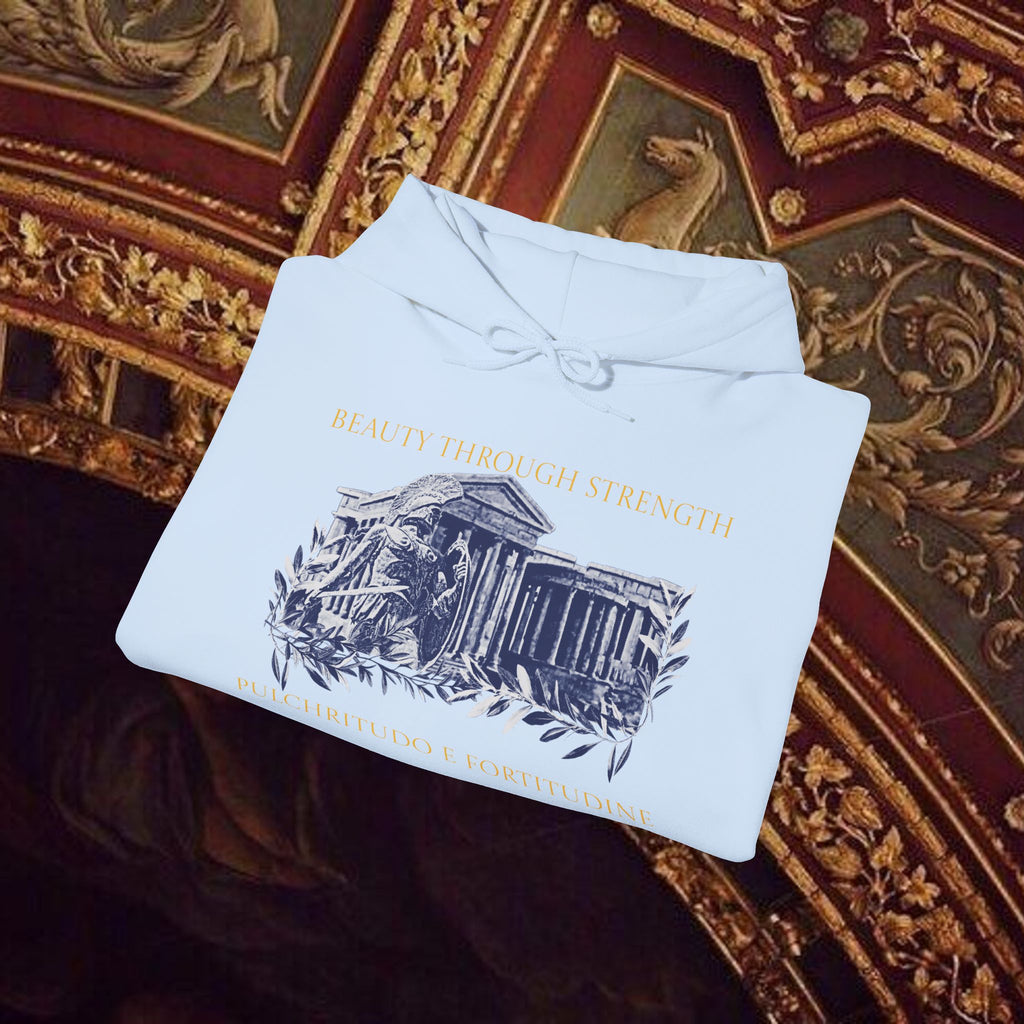 Guardian of the Temple Classically- Inspired Cotton Graphic Hoodie