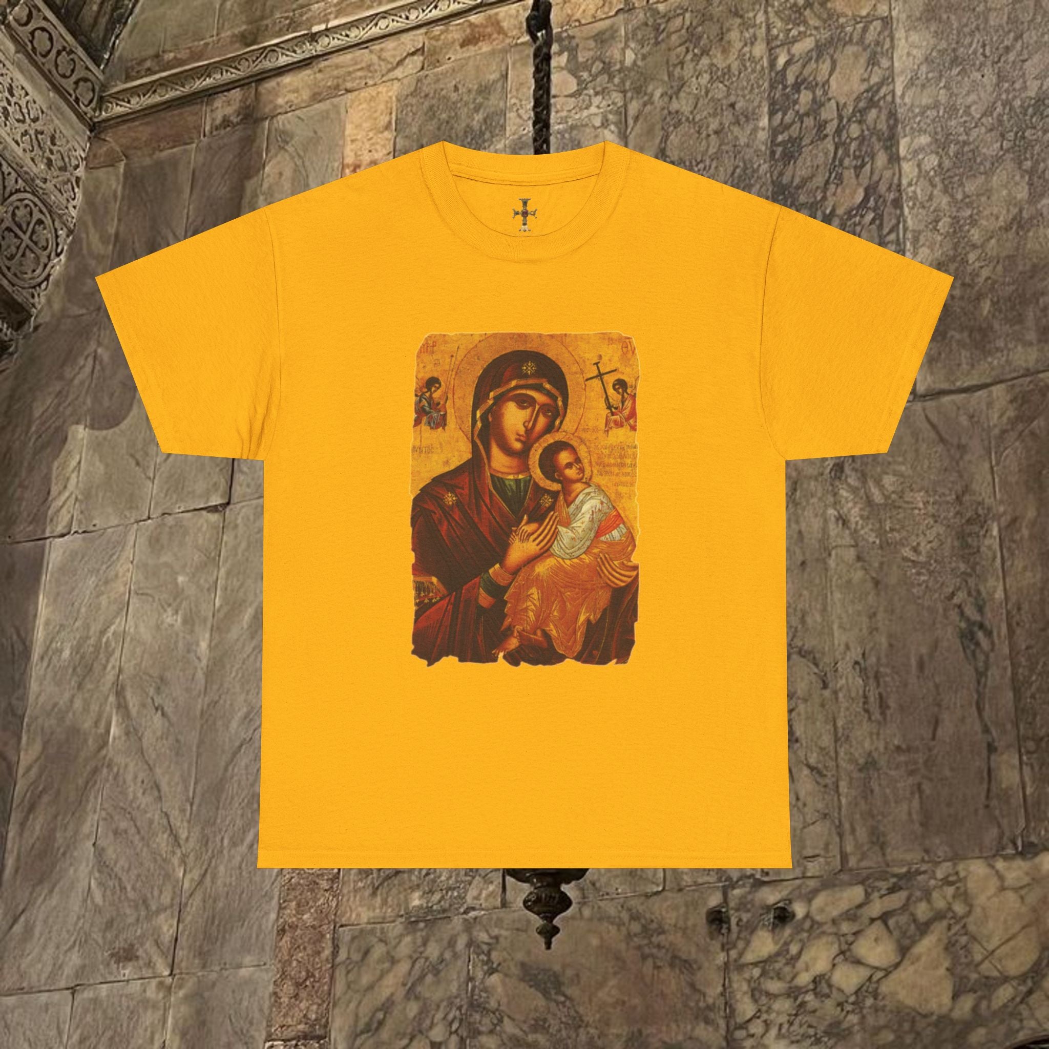 Byzantine Icon Art T-Shirt - Sacred Mother Child