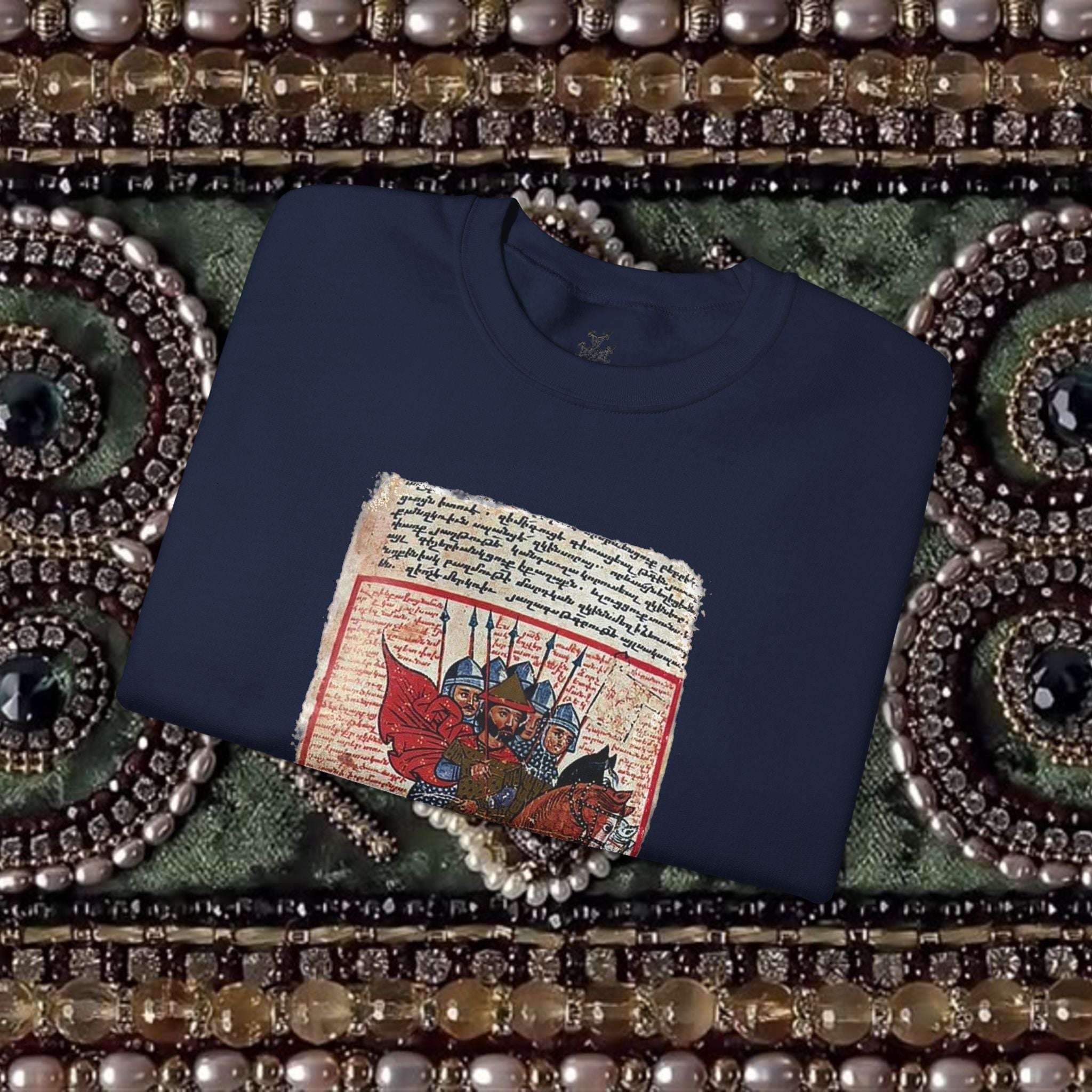Medieval Armenian Warriors Art Sweatshirt - Ancient Manuscript Design