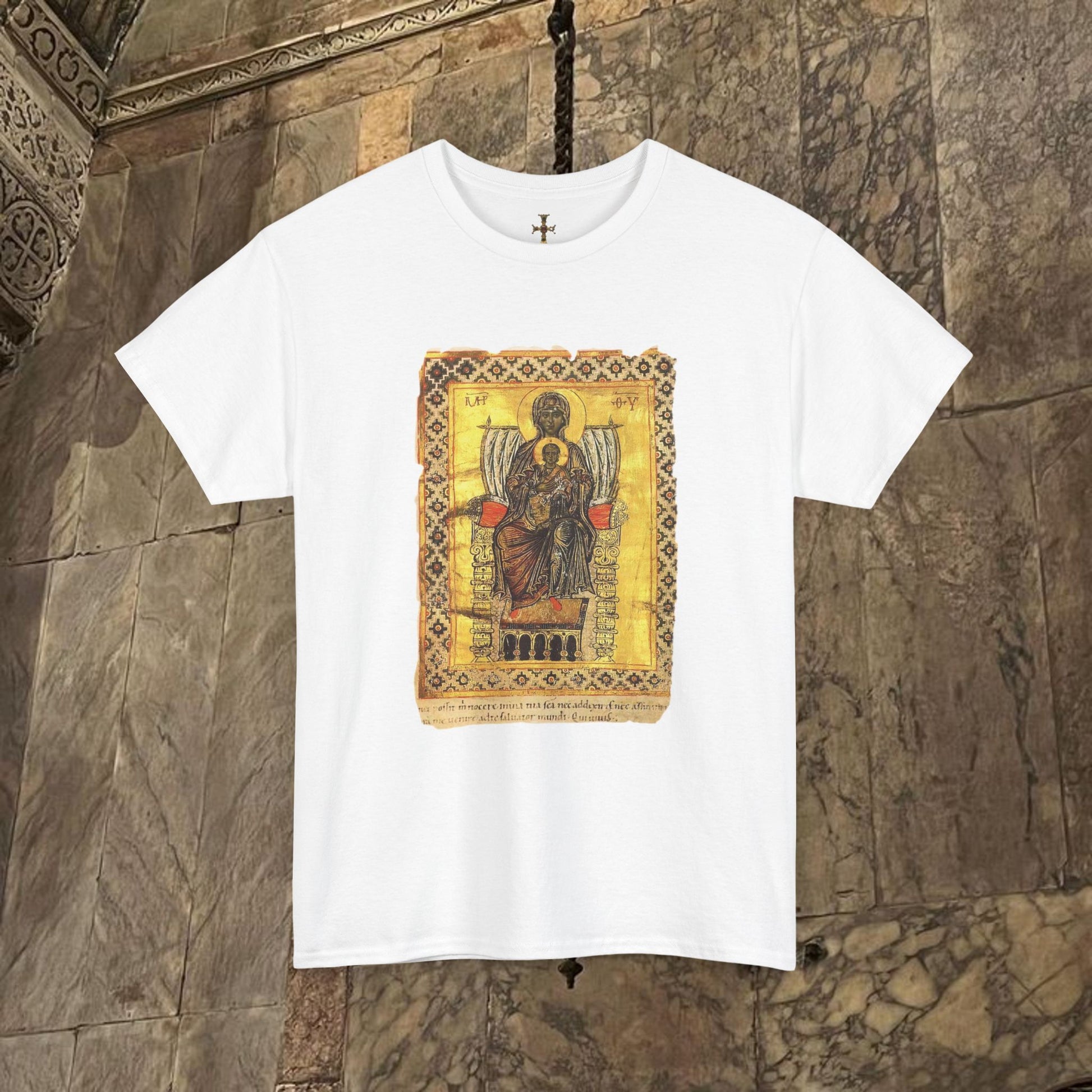 Byzantine Manuscript Art T-Shirt - Sacred Mother Child Icon