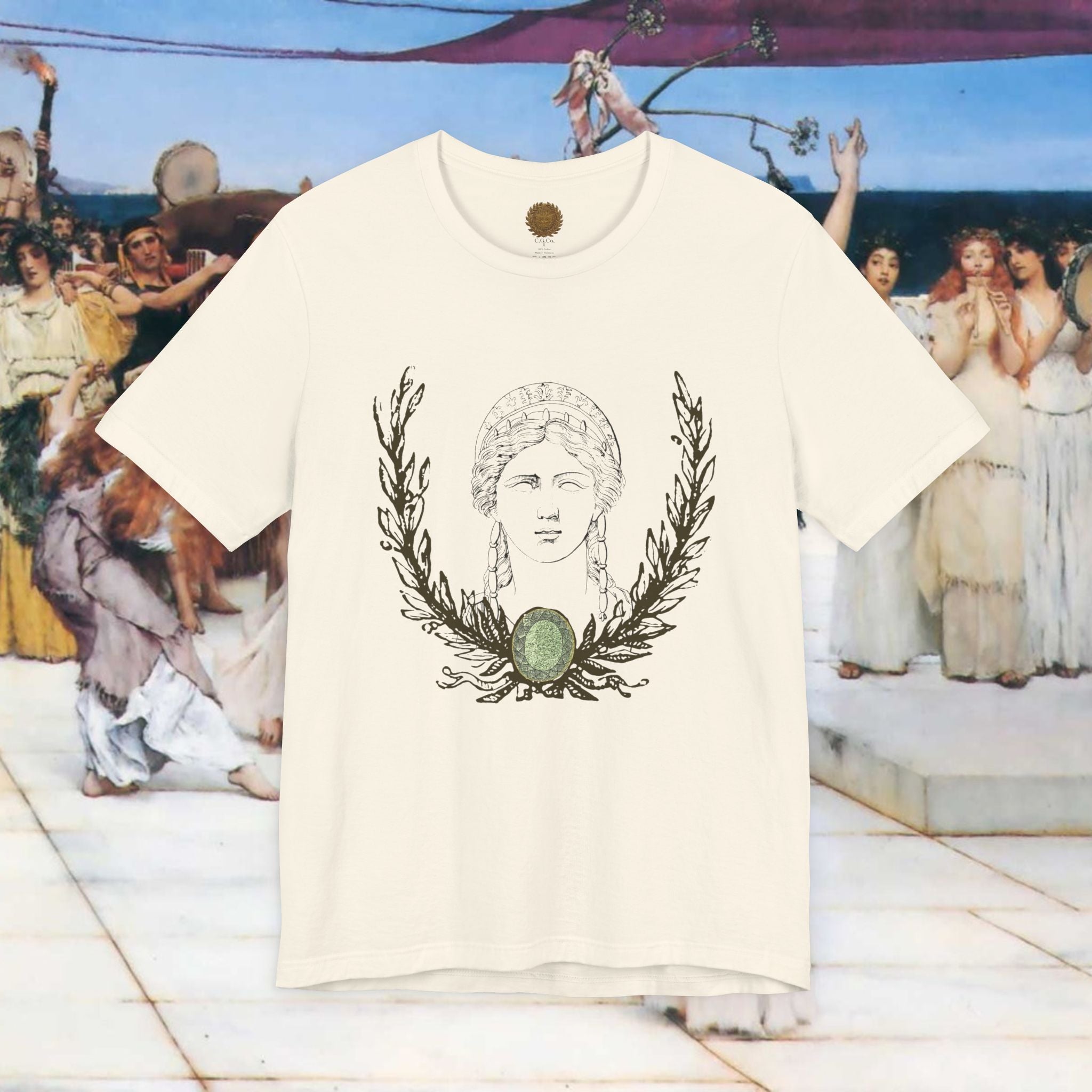Hera's Wondering Greek Goddess T-Shirt – Ornate Diadem Portrait in Classical Line Engraving Style | Mythology Gift