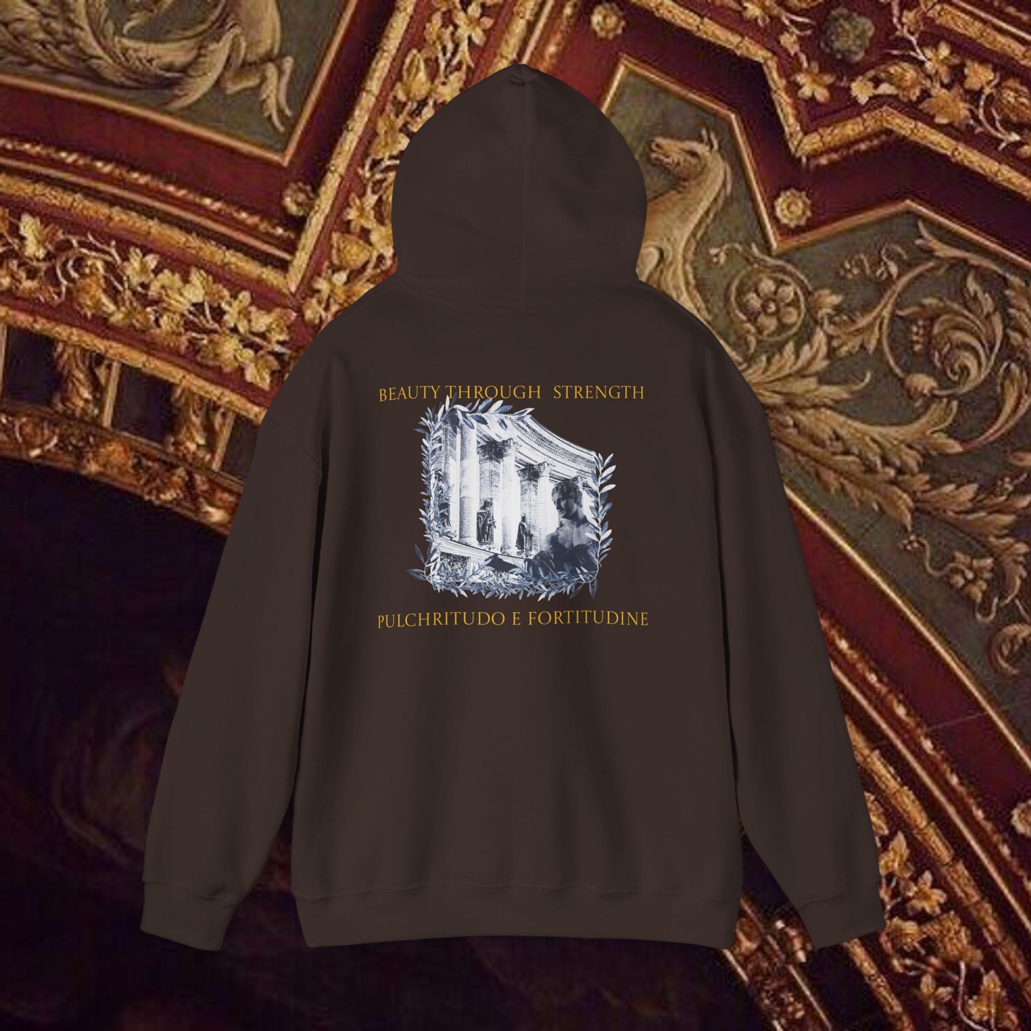 Beauty Through Strength Classically-Inspired Cotton Graphic Hoodie Back Version
