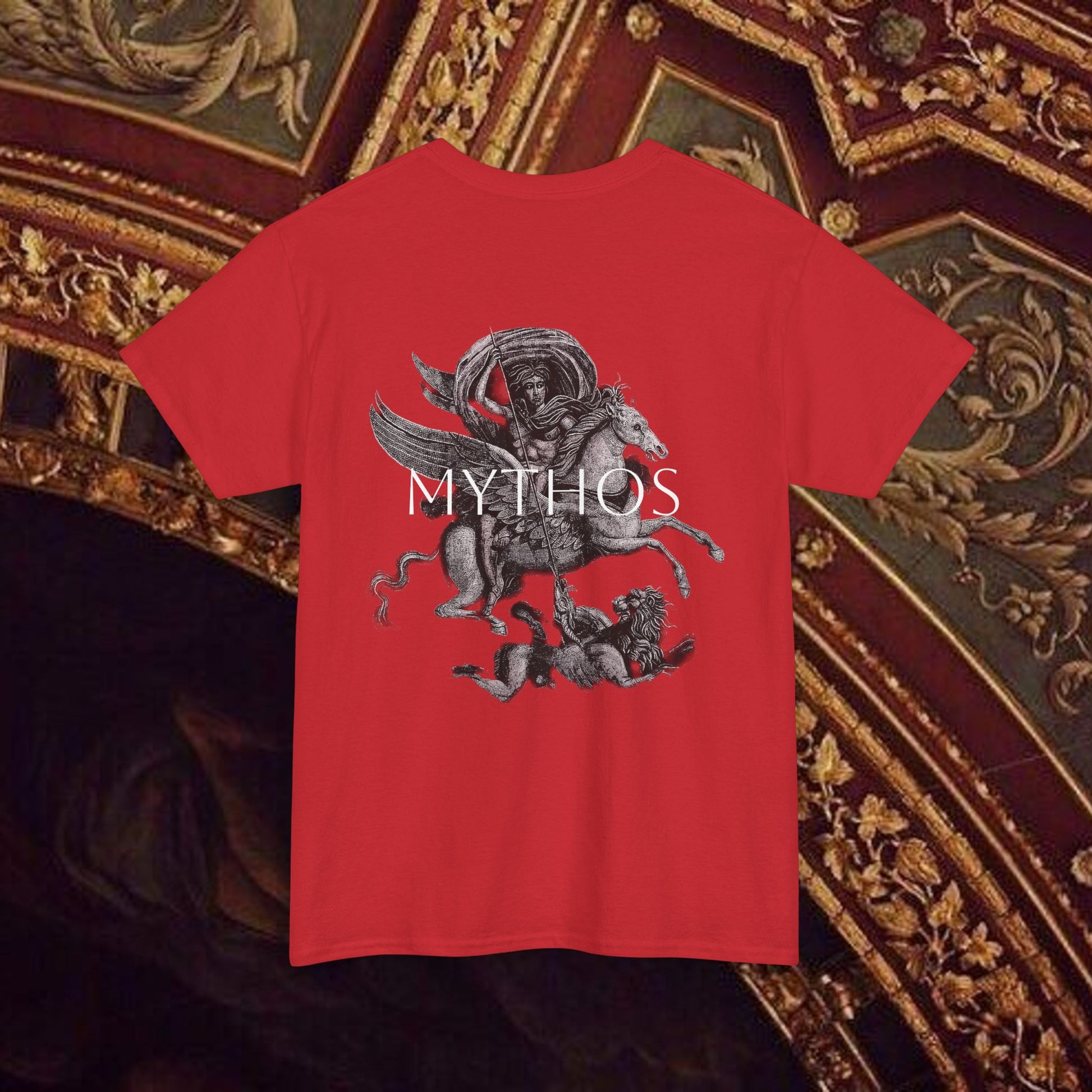 Warrior's Mythos Unisex Tee, Graphic Tee, Mythological Style Shirt Back Version