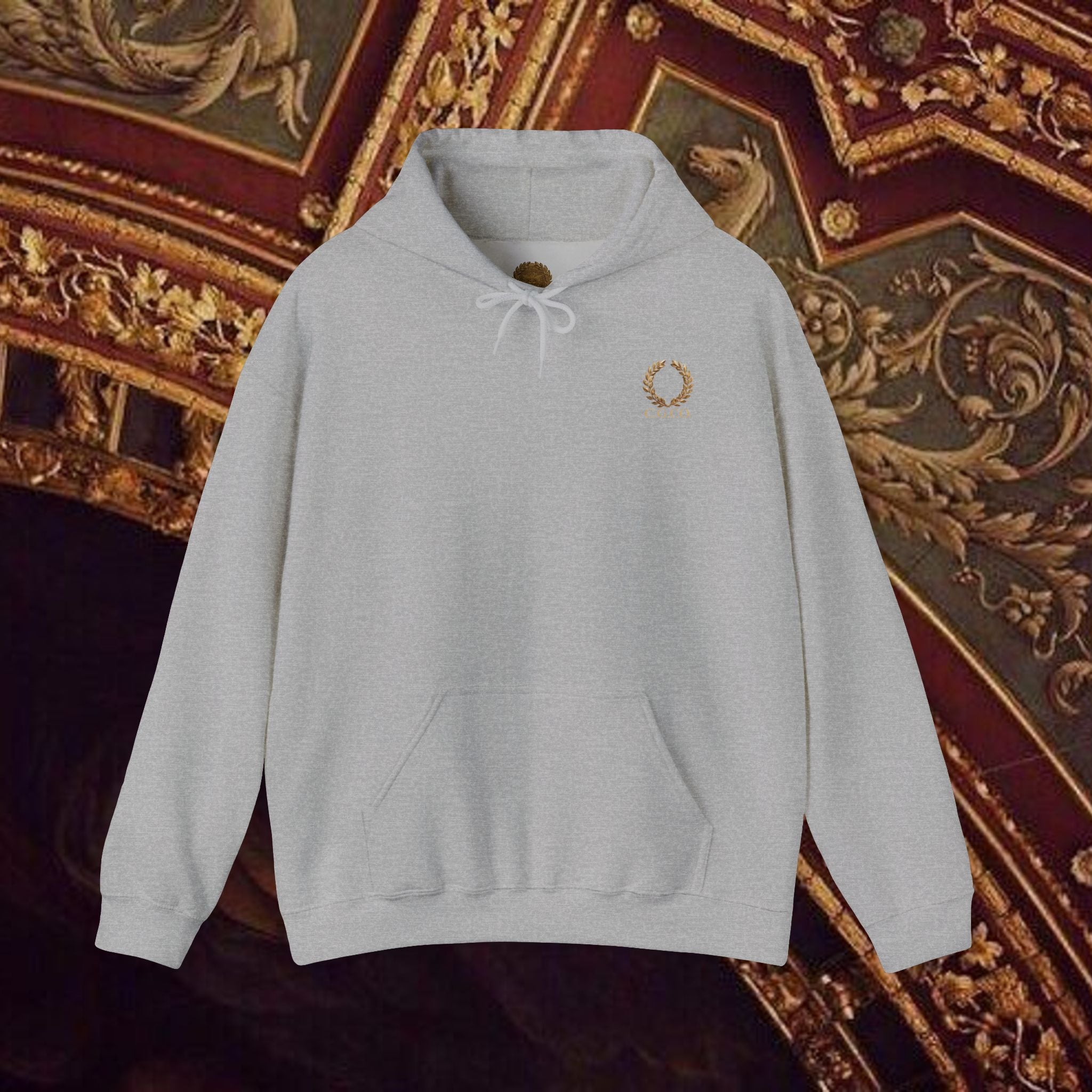 Guardian of the Temple Classically- Inspired Cotton Graphic Hoodie Back Version
