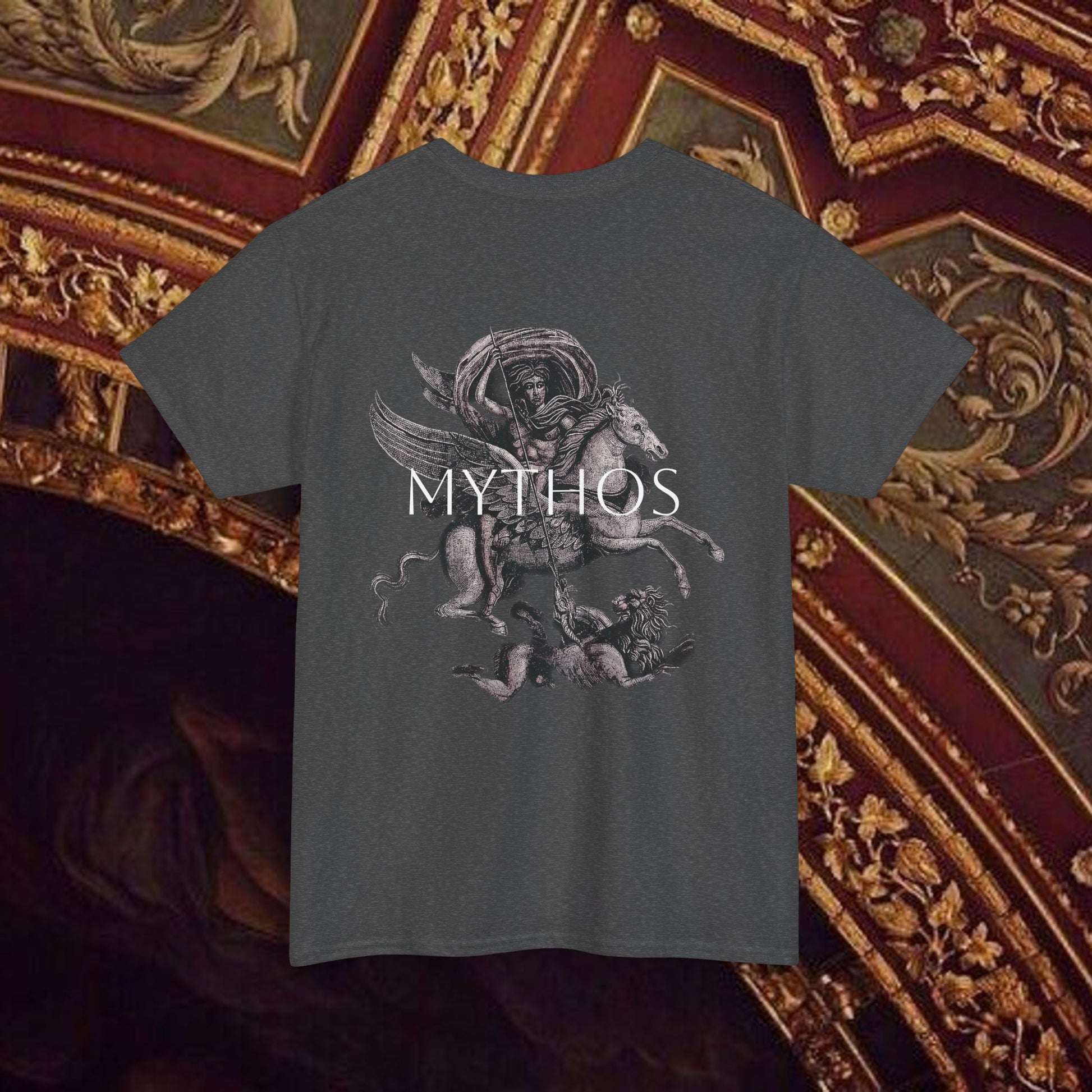 Warrior's Mythos Unisex Tee, Graphic Tee, Mythological Style Shirt Back Version