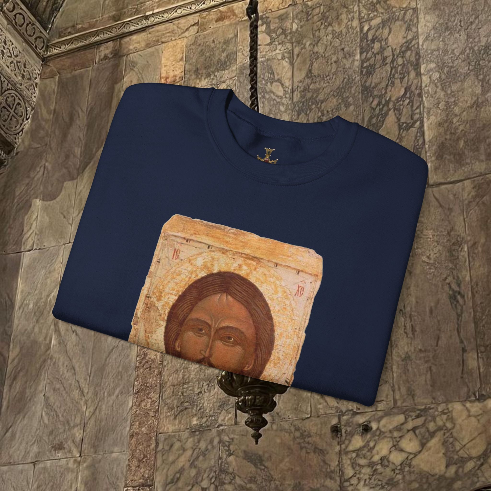 Byzantine Icon Art Sweatshirt - Manuscript Design
