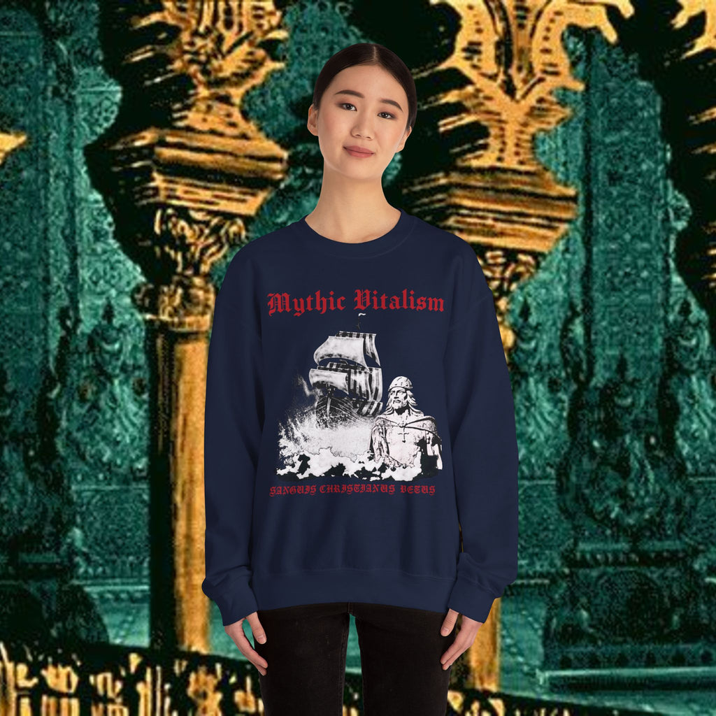 Mythic Vitalism, Sanguis Christianus Vetus  Exploration and Adventure Inspired Crewneck Sweatshirt