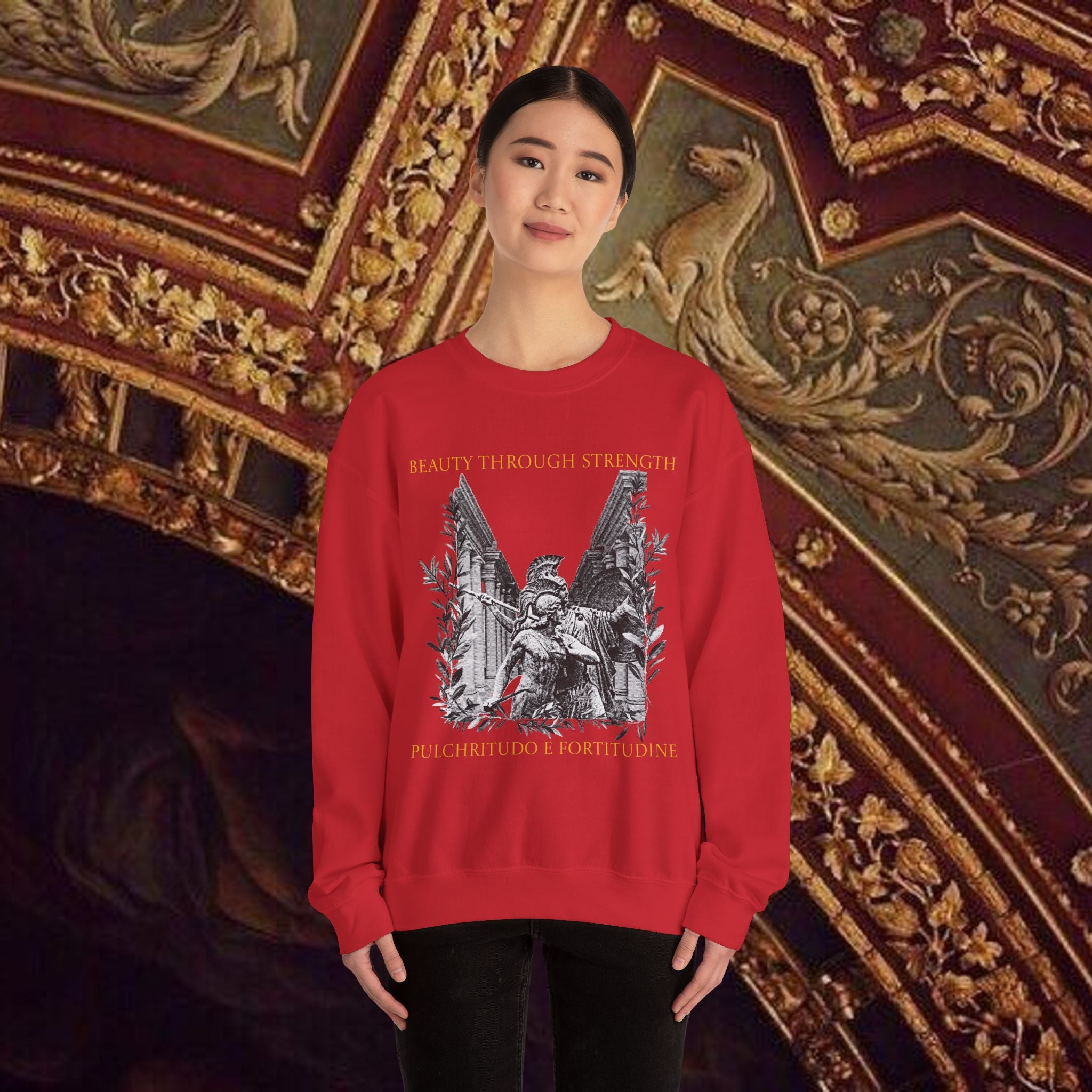 The Goddess's Protection Classically-Inspired Cotton Graphic Sweatshirt