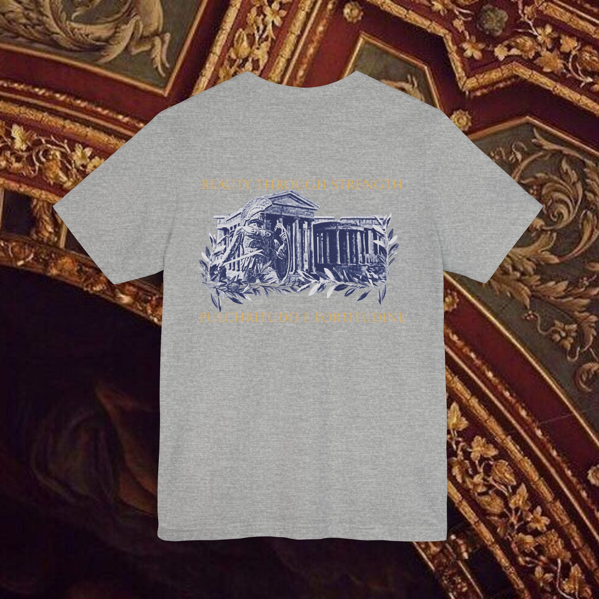 Guardian of the Temple Classically- Inspired Cotton Graphic T Shirt Back Version