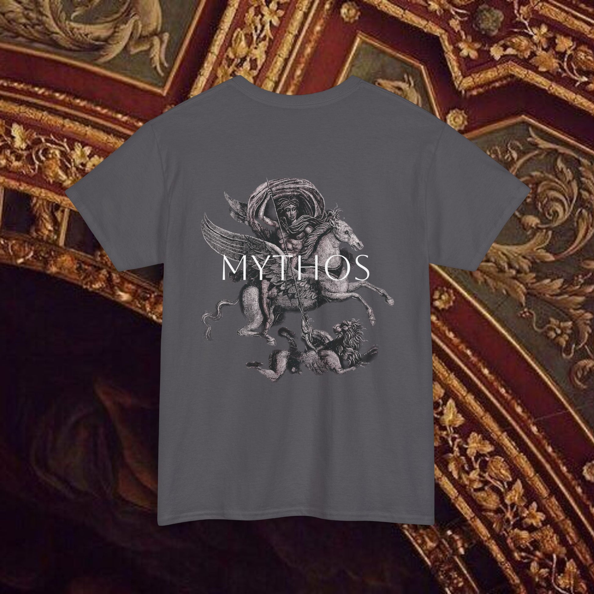 Warrior's Mythos Unisex Tee, Graphic Tee, Mythological Style Shirt Back Version