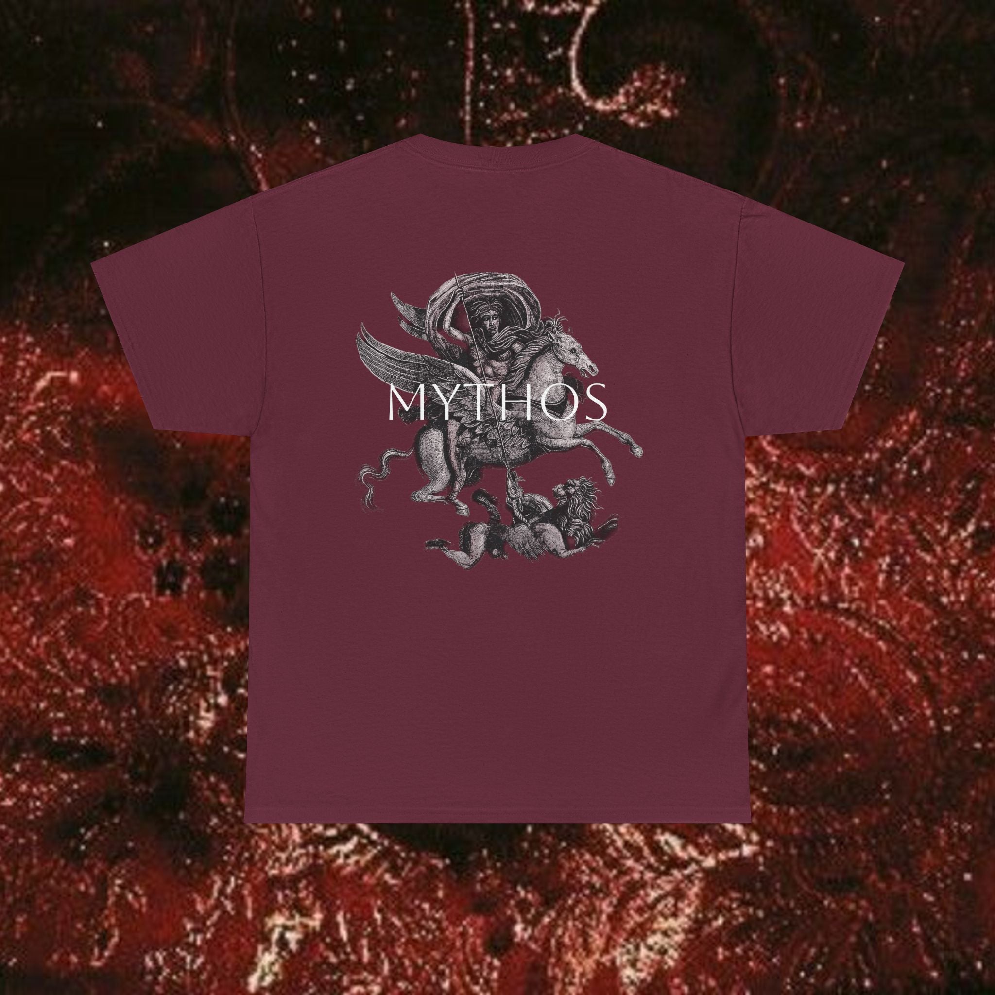 Warrior's Mythos Unisex Tee, Graphic Tee, Mythological Style Shirt Back Version