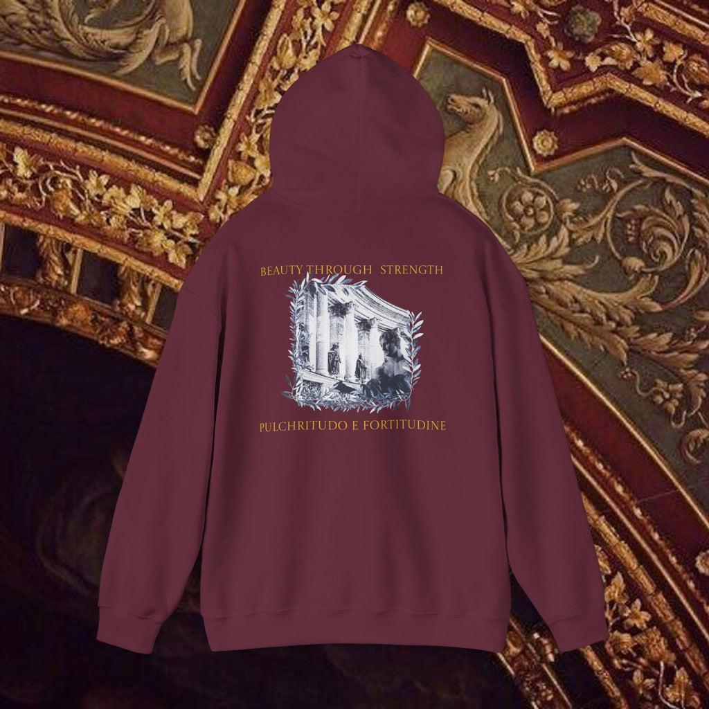 Beauty Through Strength Classically-Inspired Cotton Graphic Hoodie Back Version