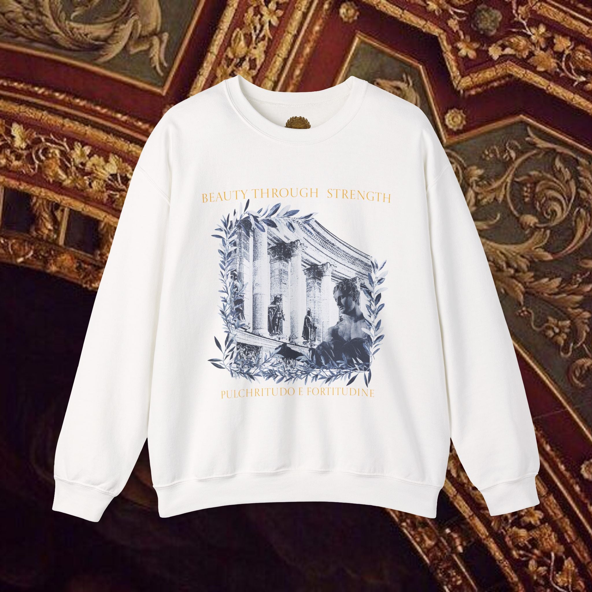 Beauty Through Strength Classically-Inspired Cotton Graphic Sweatshirt