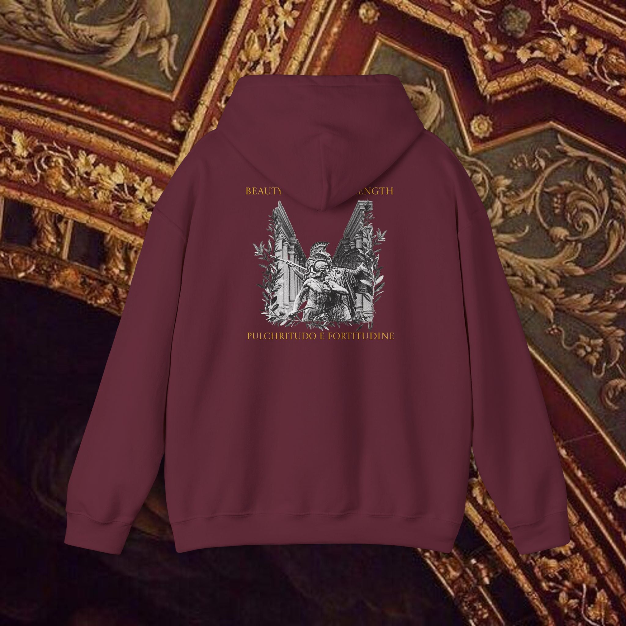 The Goddess's Protection Classically-Inspired Cotton Graphic Hoodie Back Version