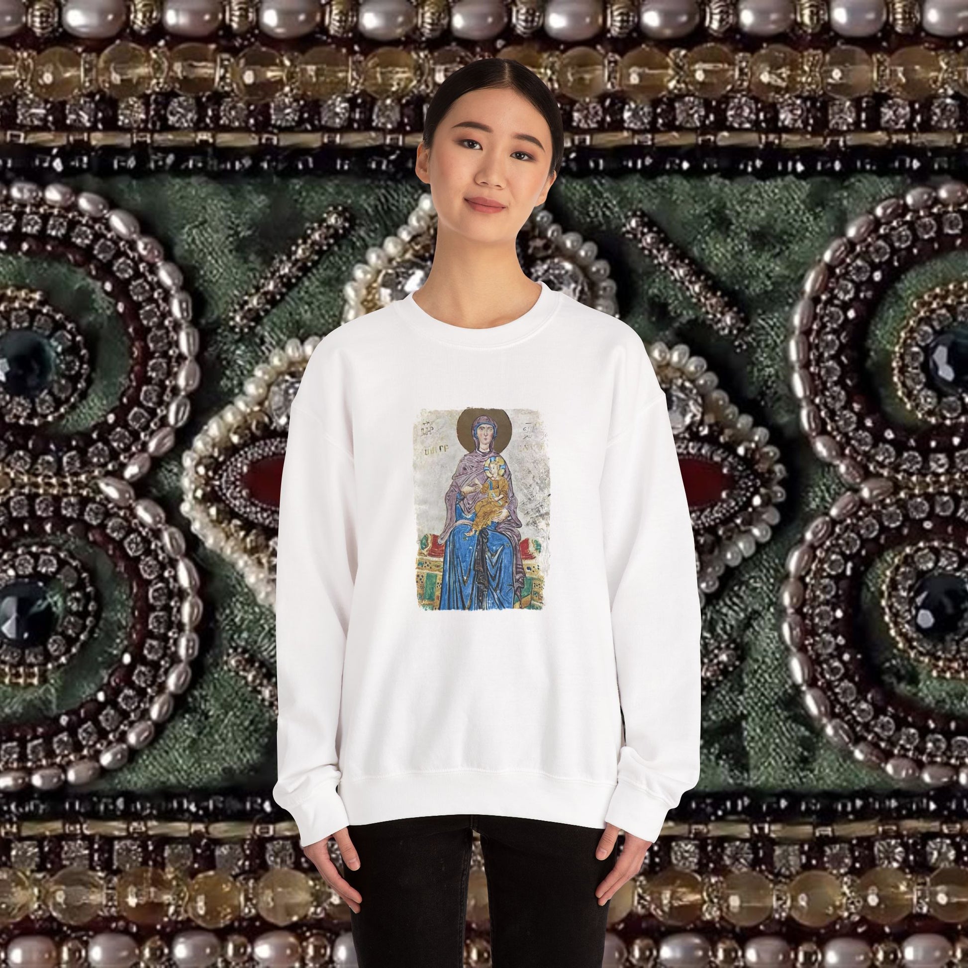 Virgin and Christ Armenian Manuscript Unisex Crewneck Sweatshirt