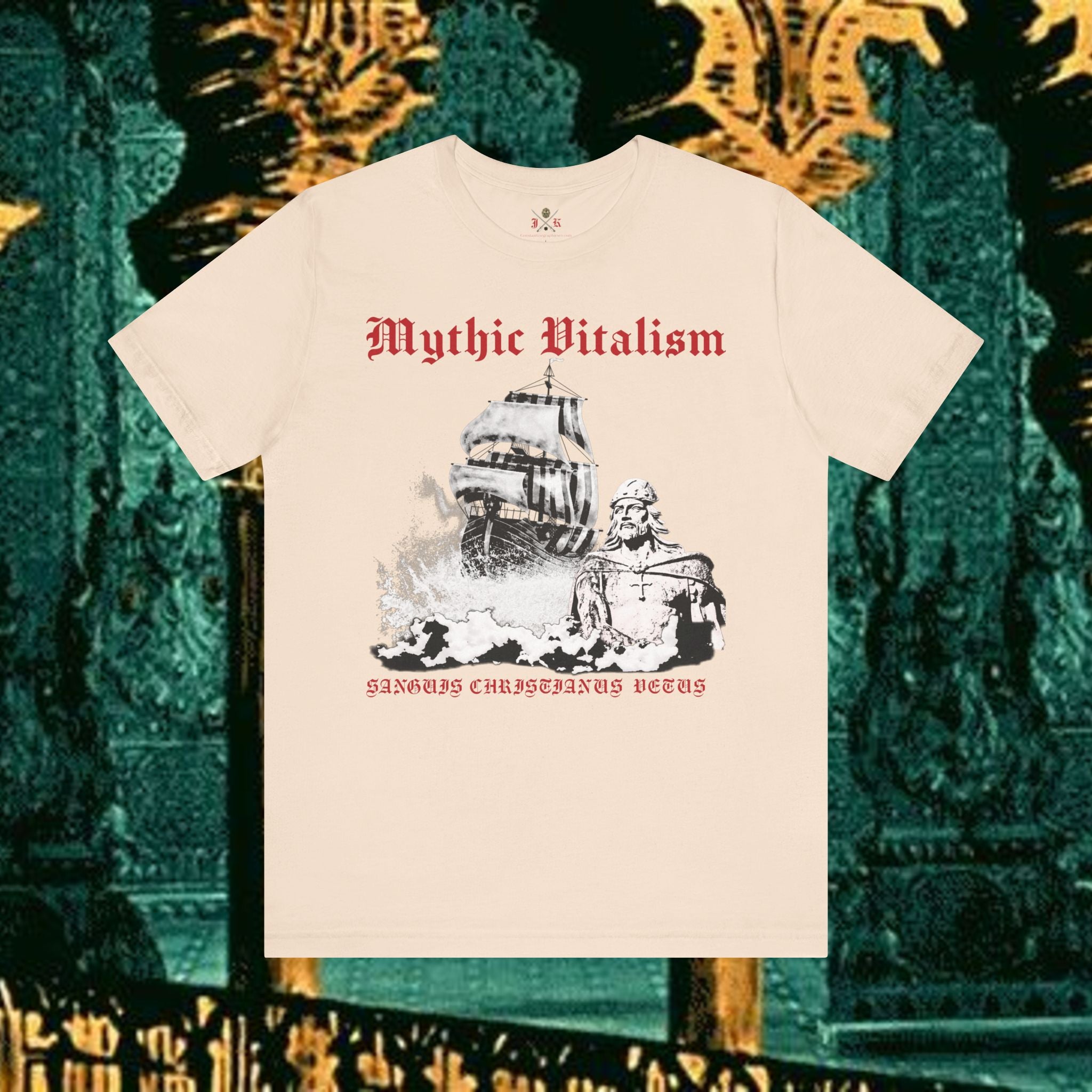 Mythic Vitalism, Sanguis Christianus Vetus Exploration and Adventure Inspired Graphic T Shirt Front Version